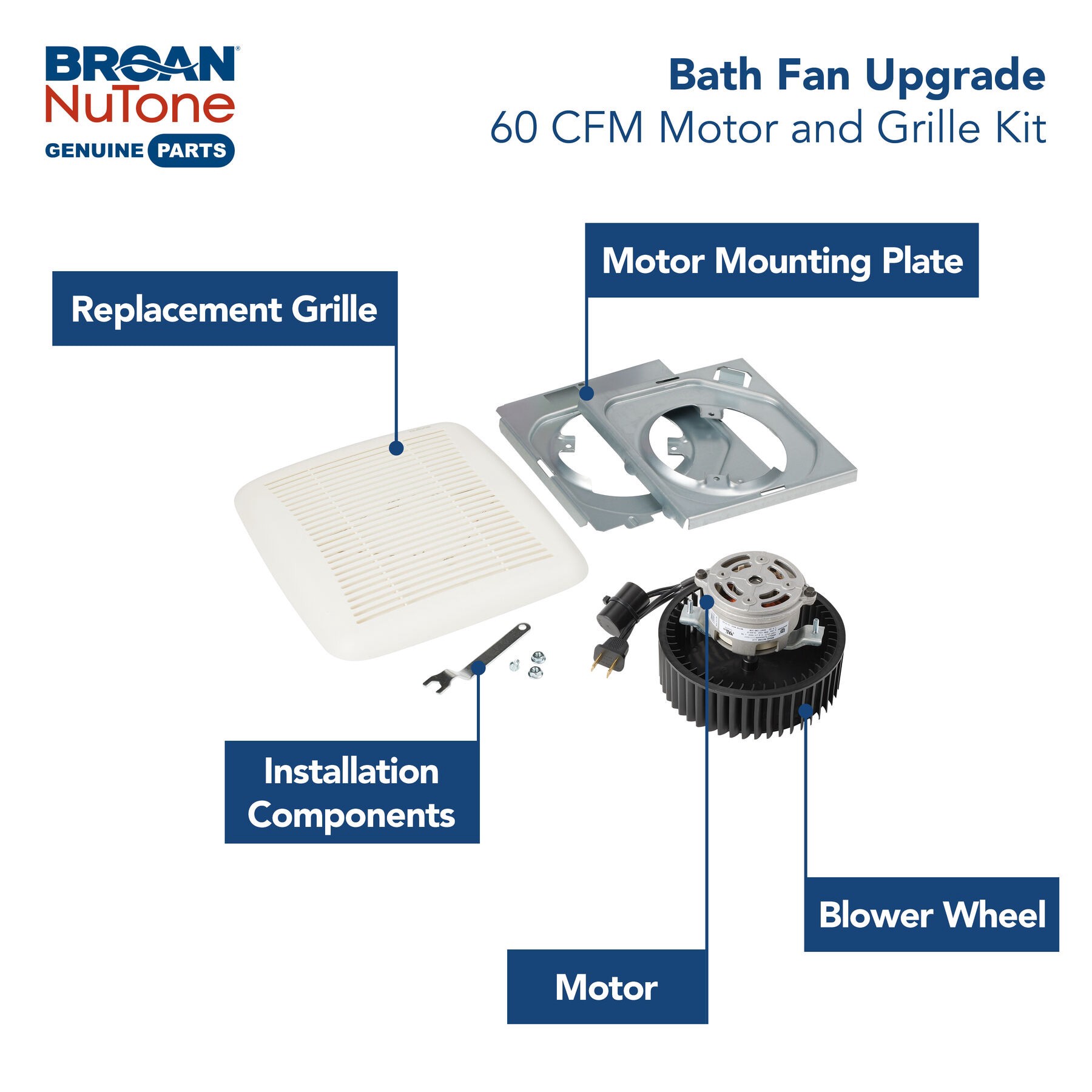 slide 2 of 6, Broan QuicKit 60 CFM Replacement Bath Fan Motor, 1 ct