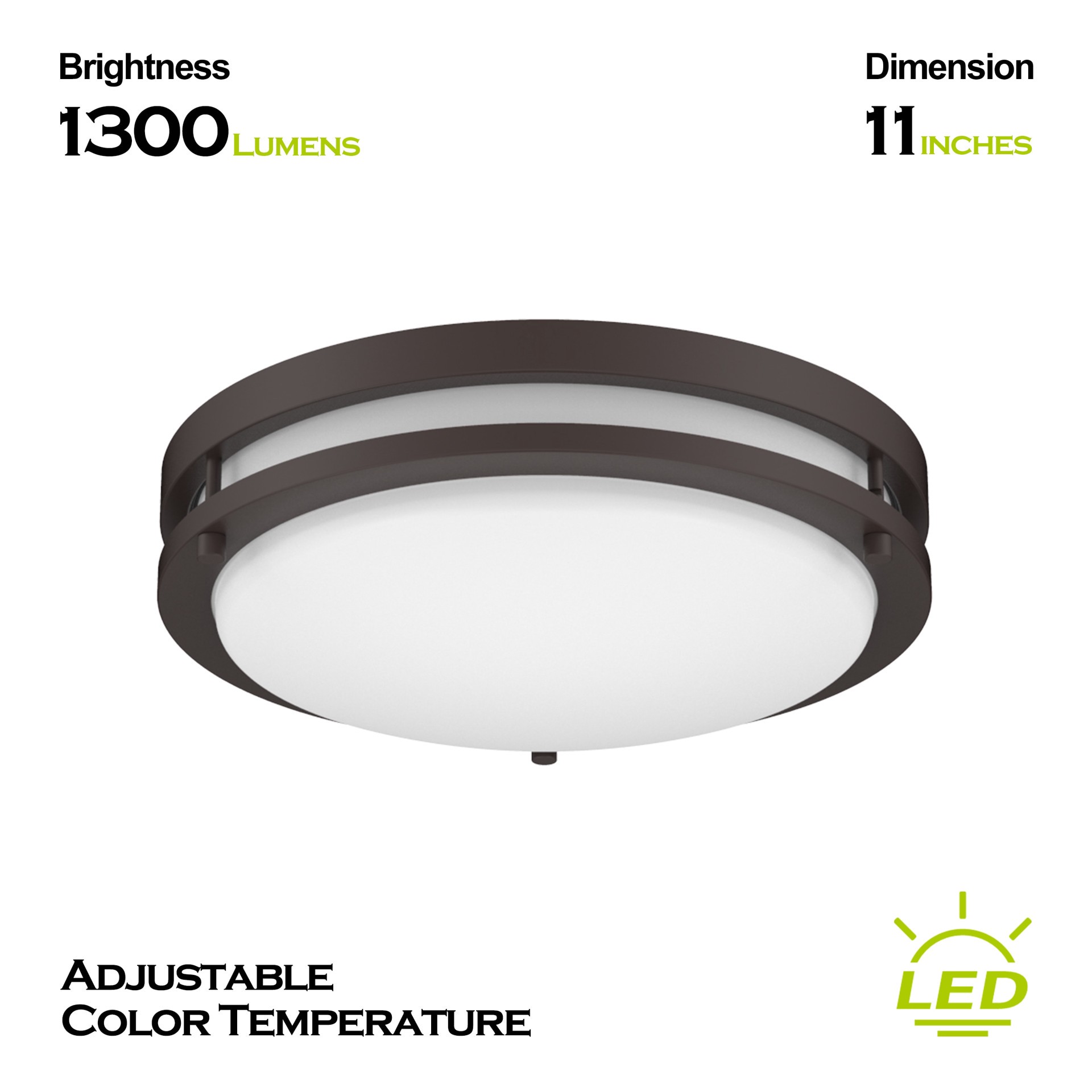 slide 6 of 6, Project Source 1 -Light 11-in Satin Nickel Integrated LED Flush Mount Light, 1 ct