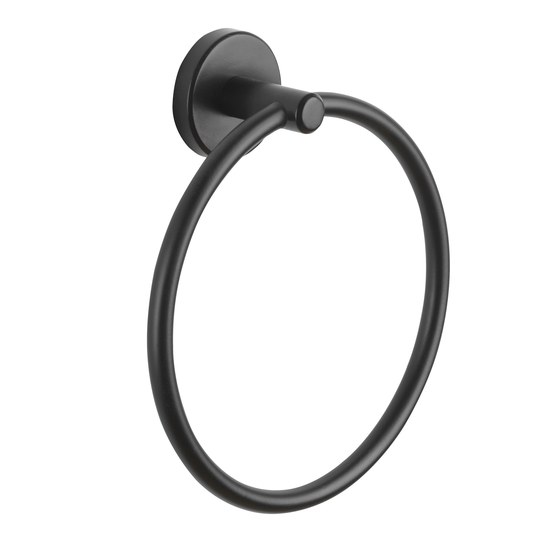 slide 3 of 6, allen + roth Harlow Matte Black Wall mount Single Towel Ring, 1 ct