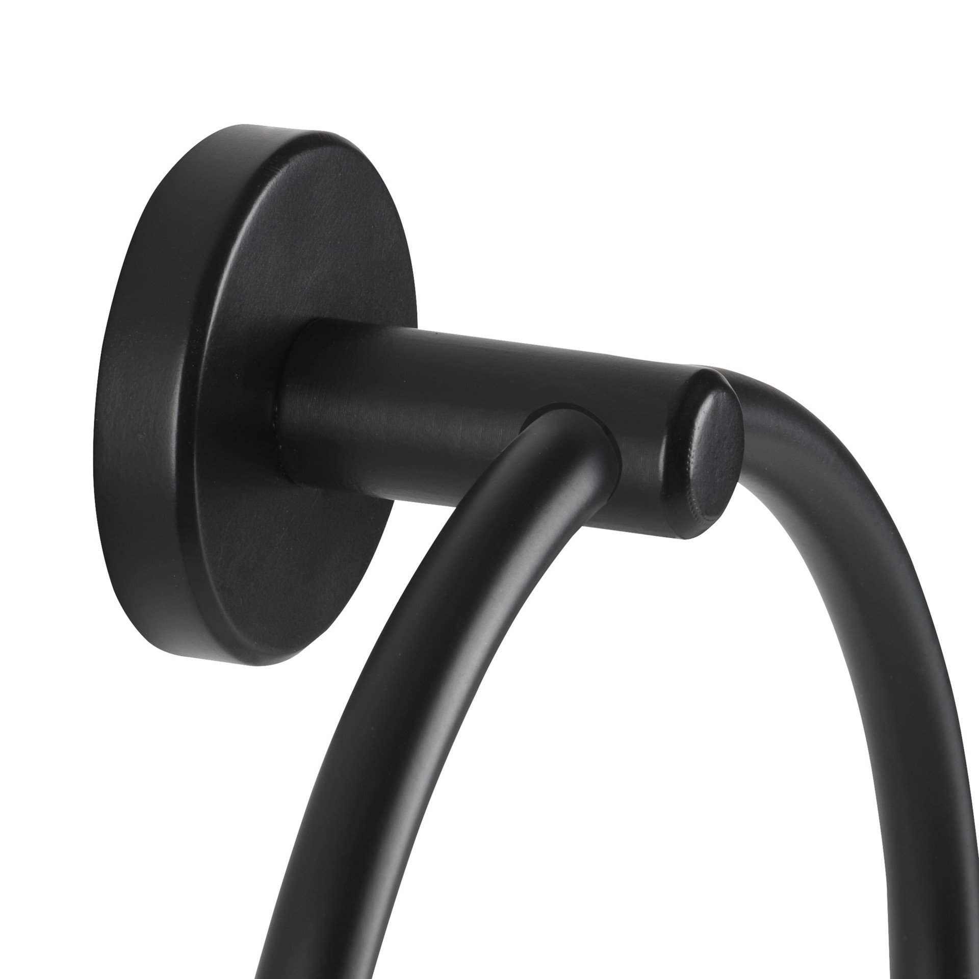 slide 4 of 6, allen + roth Harlow Matte Black Wall mount Single Towel Ring, 1 ct