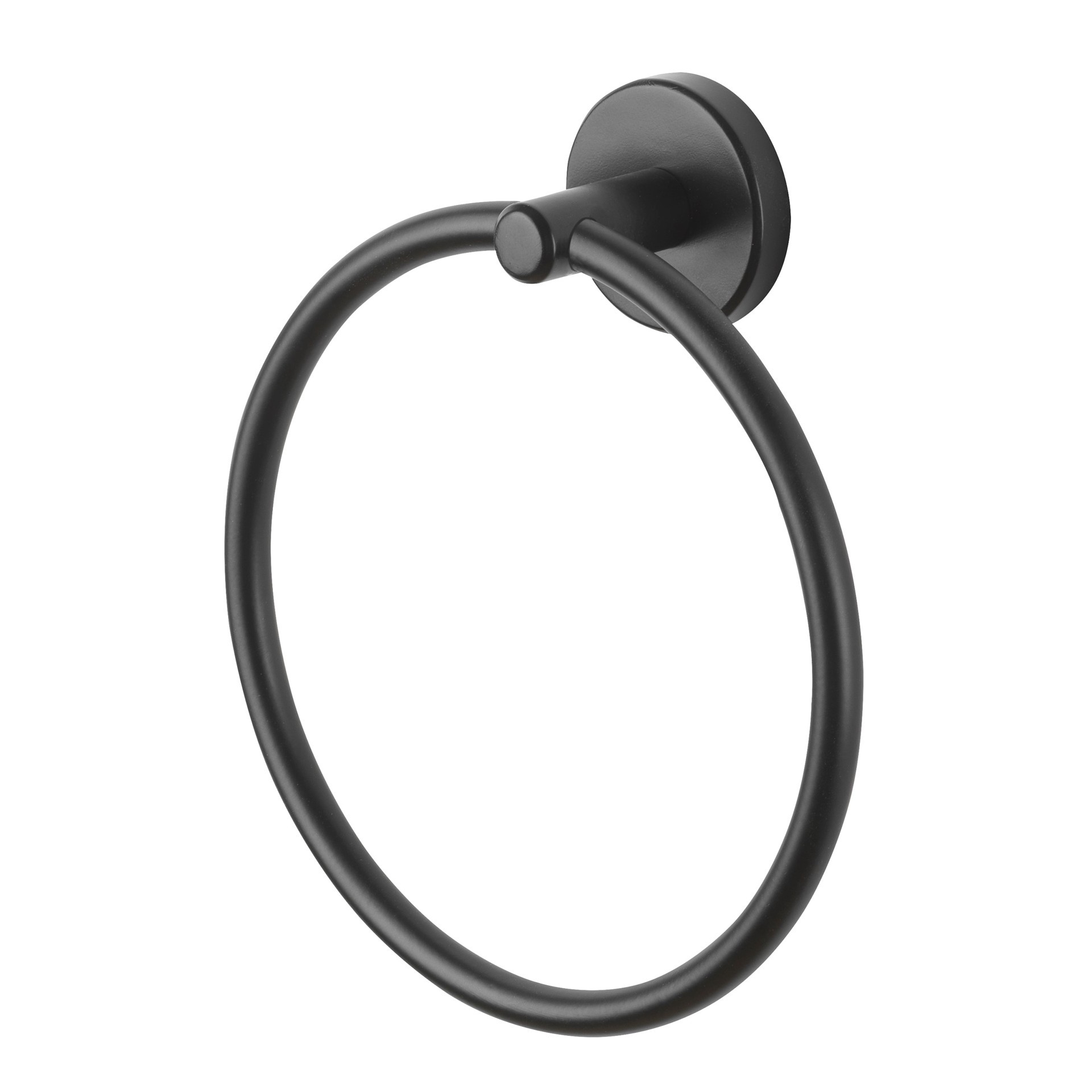 slide 1 of 6, allen + roth Harlow Matte Black Wall mount Single Towel Ring, 1 ct