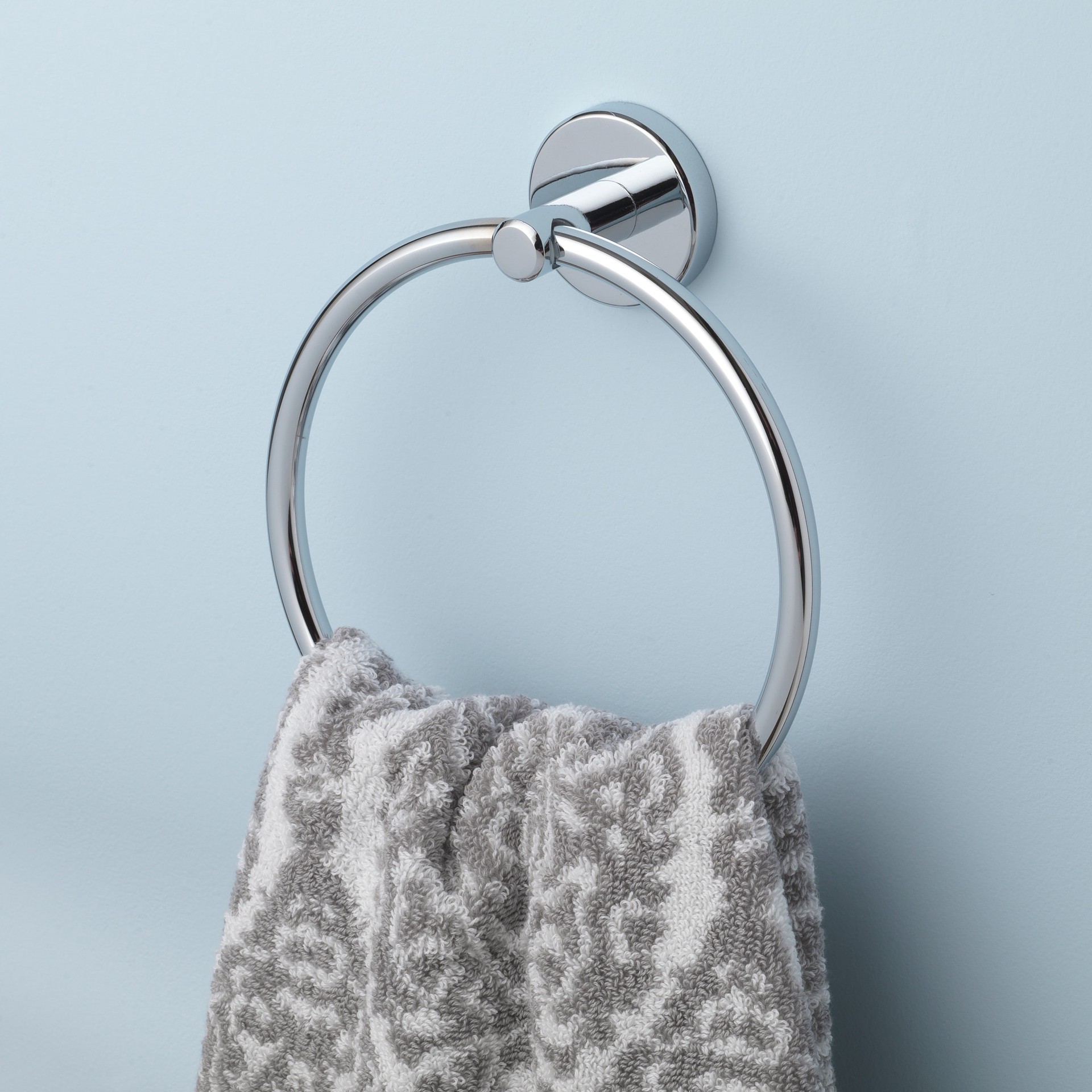 slide 6 of 6, allen + roth Harlow Polished Chrome Wall mount Single Towel Ring, 1 ct