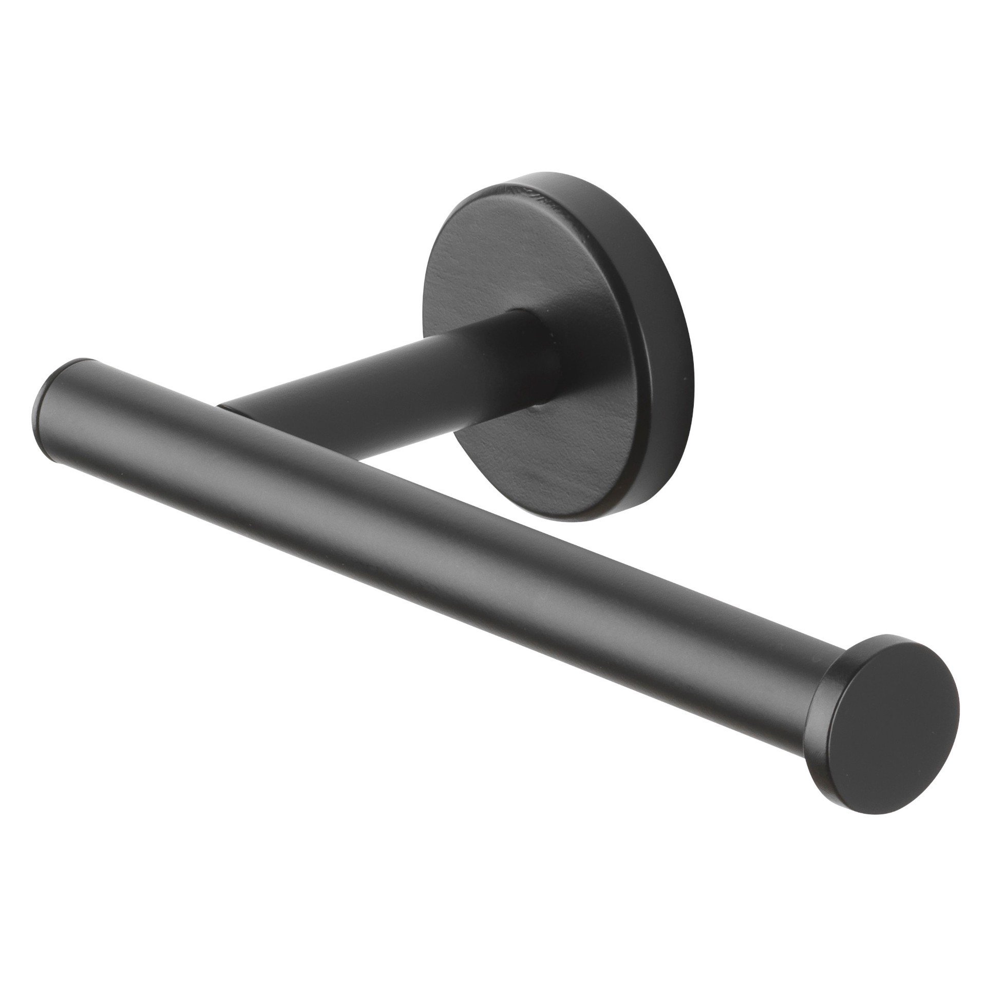 slide 3 of 6, allen + roth Harlow Matte Black Wall mount Single post Toilet Paper Holder 1 -Rolls, 1 ct