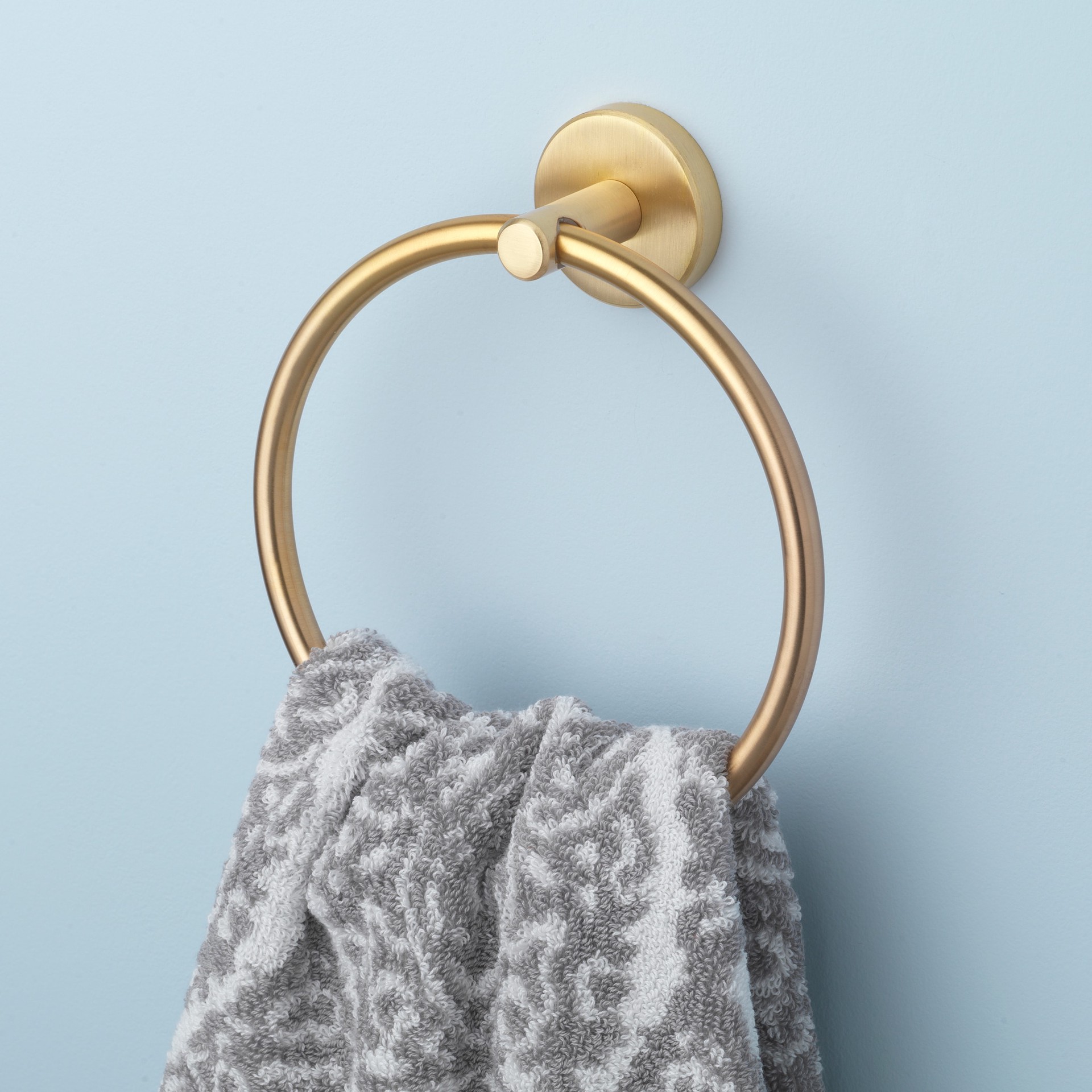 slide 6 of 6, allen + roth Harlow Gold Wall mount Single Towel Ring, 1 ct