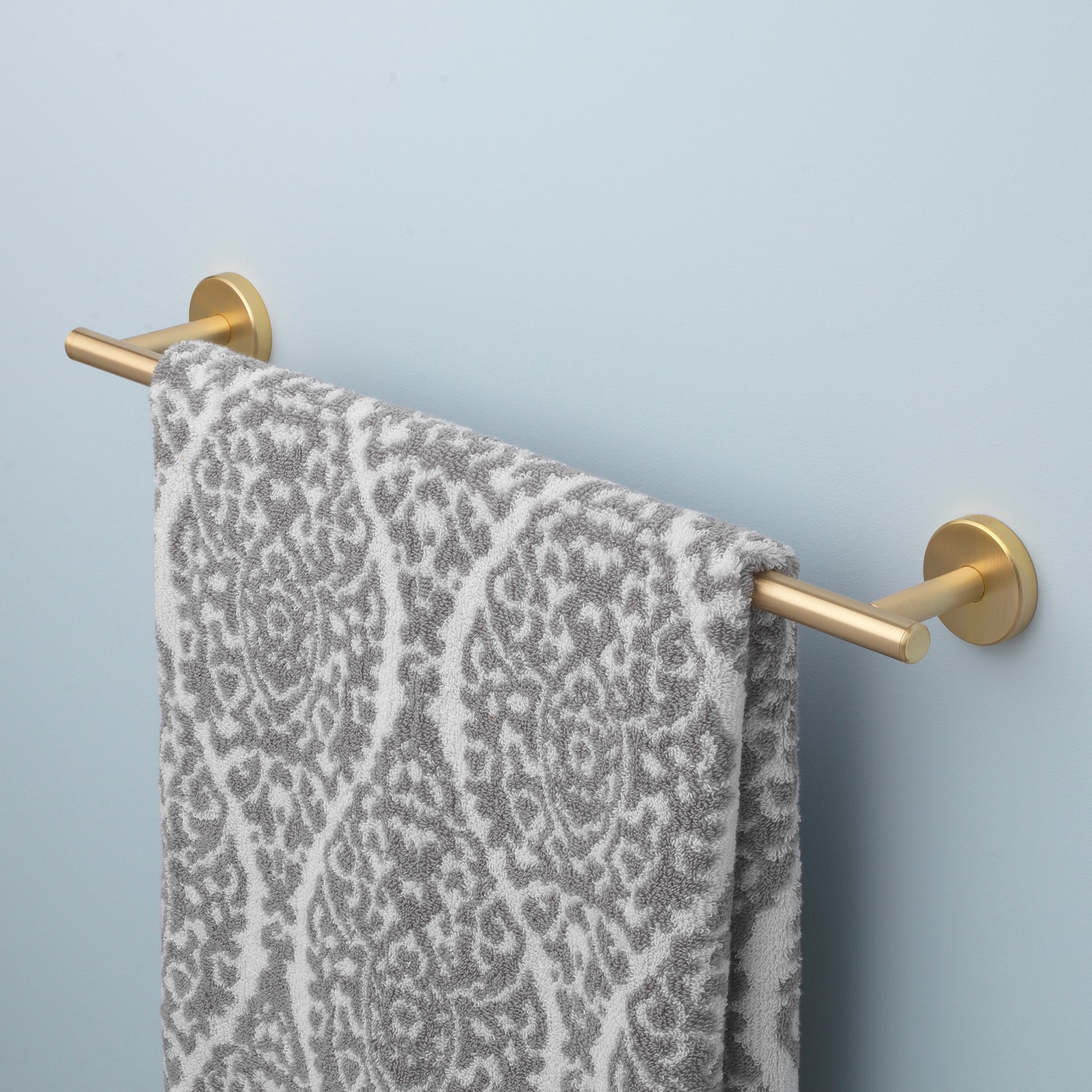 slide 6 of 6, allen + roth Harlow 18-in Gold Wall mount Single Towel Bar, 1 ct