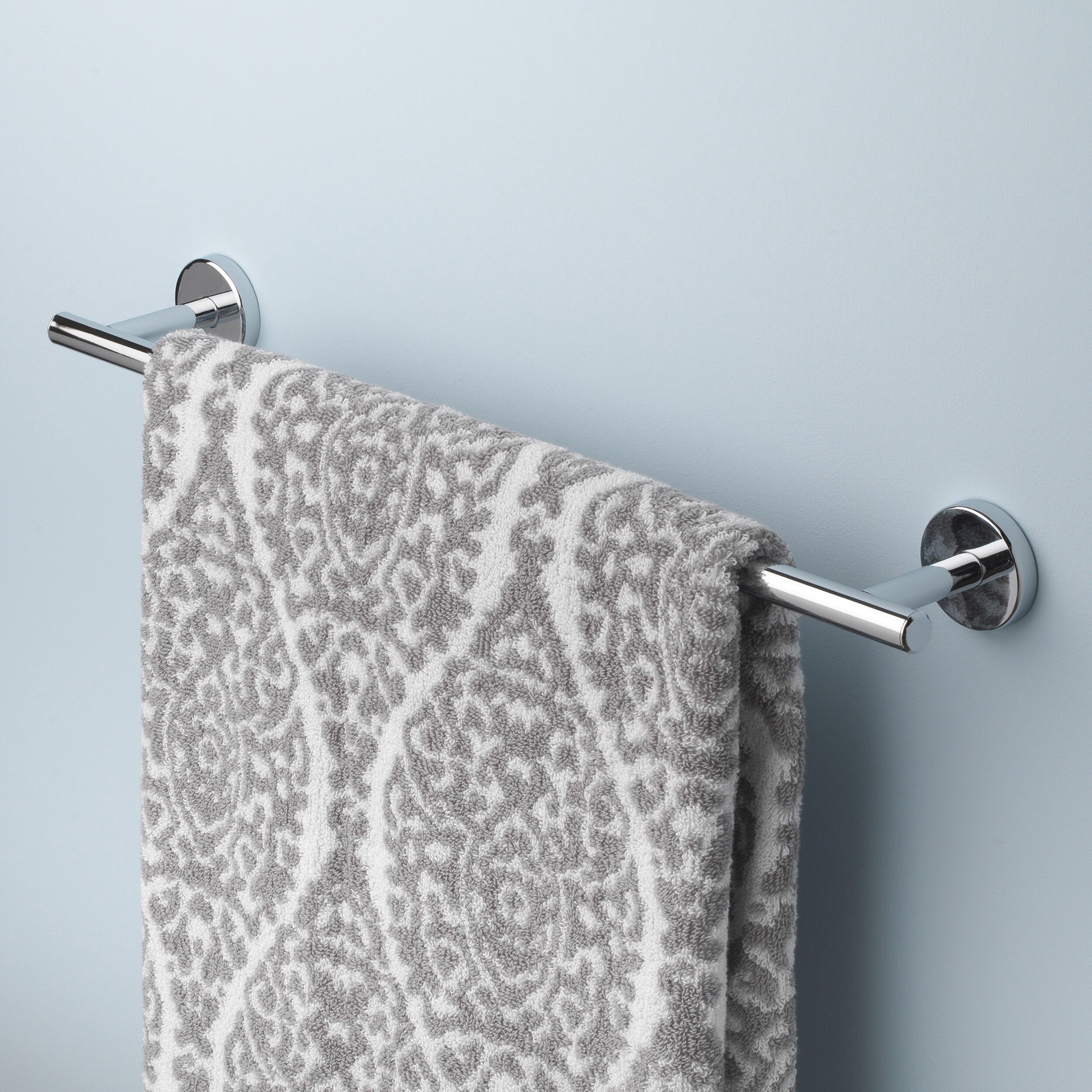 slide 5 of 6, allen + roth Harlow 18-in Polished Chrome Wall mount Single Towel Bar, 1 ct