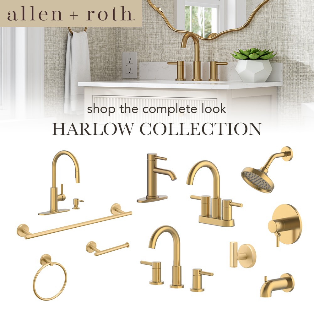 slide 2 of 6, allen + roth Harlow Gold Wall mount Single post Toilet Paper Holder 1 -Rolls, 1 ct