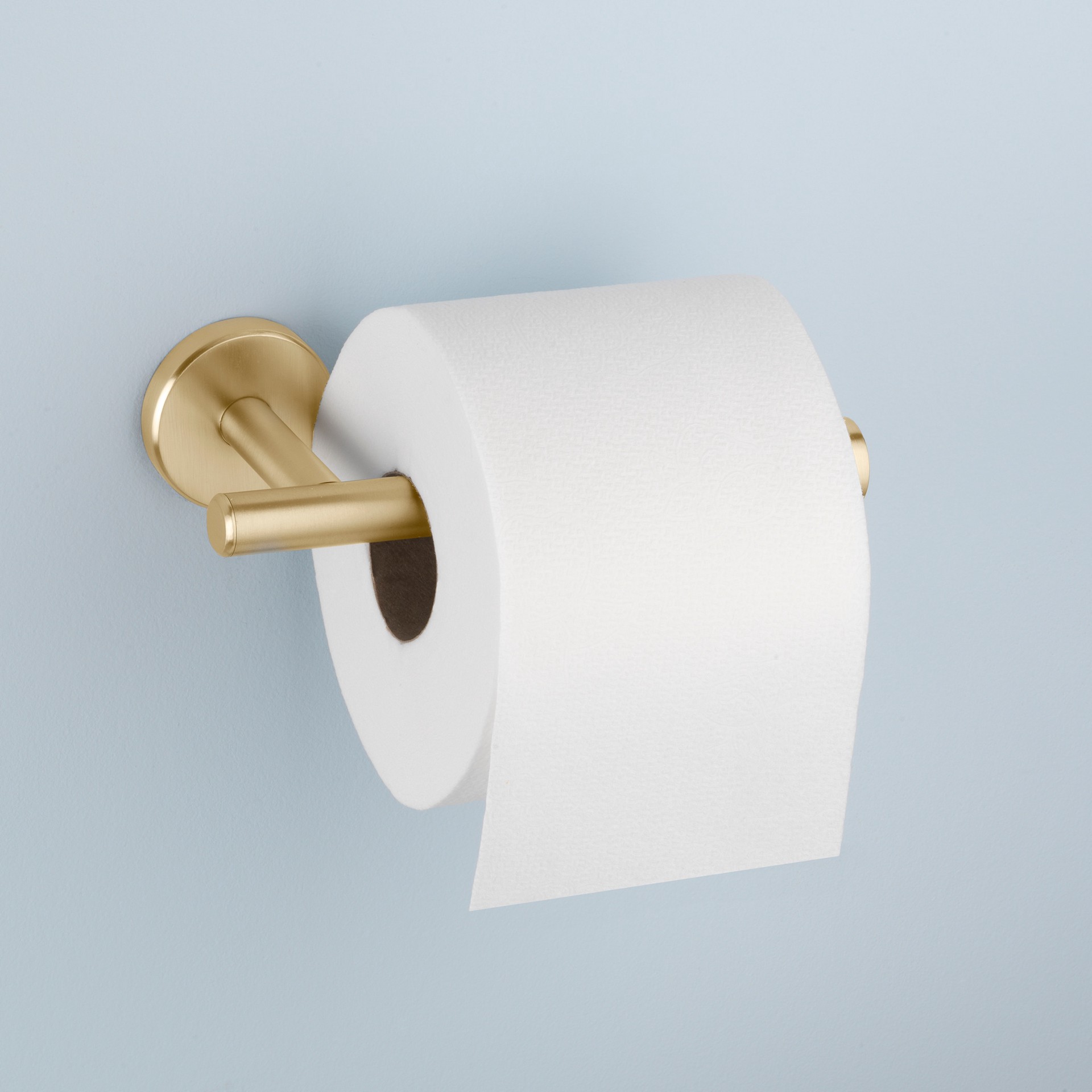 slide 6 of 6, allen + roth Harlow Gold Wall mount Single post Toilet Paper Holder 1 -Rolls, 1 ct