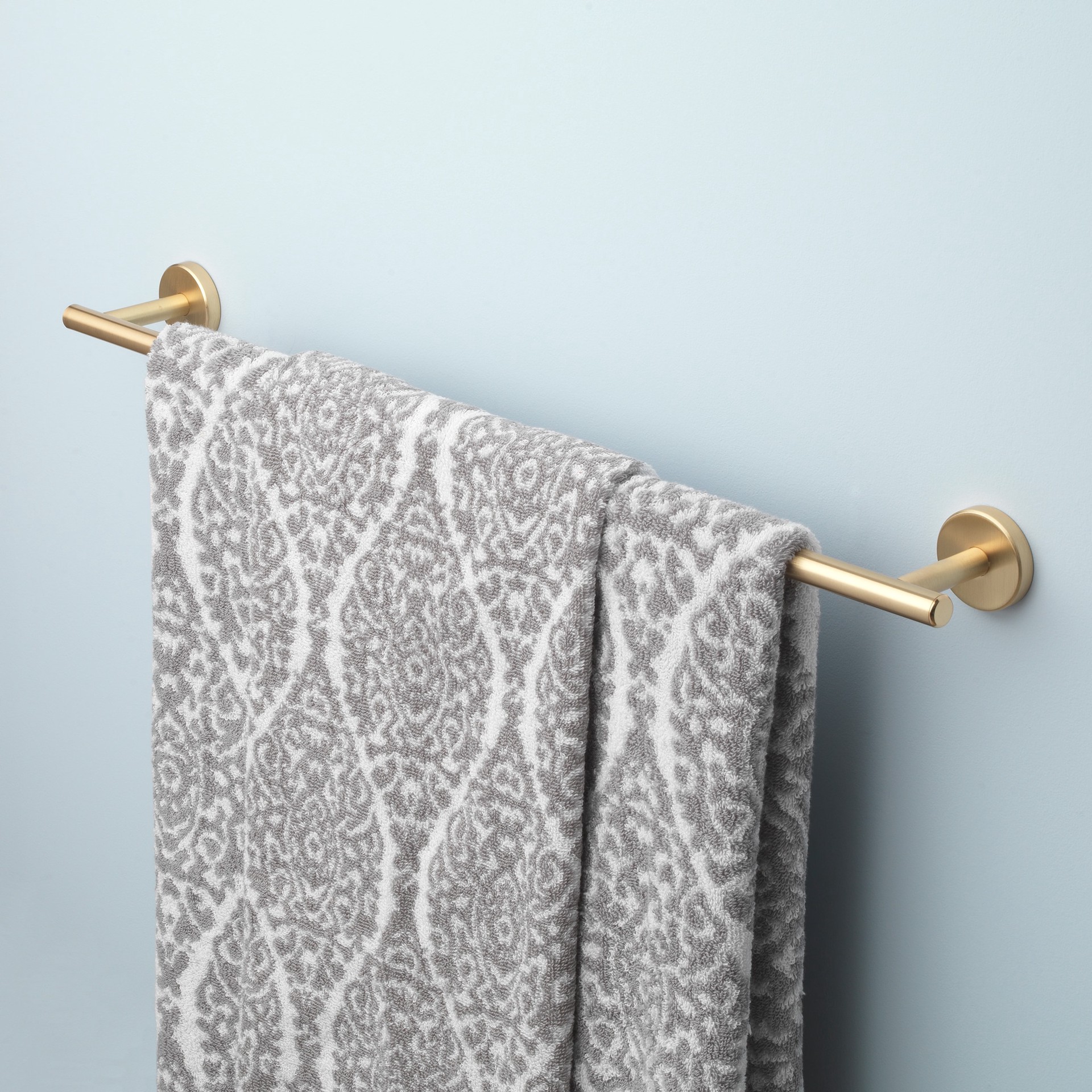 slide 6 of 6, allen + roth Harlow 24-in Gold Wall mount Single Towel Bar, 1 ct