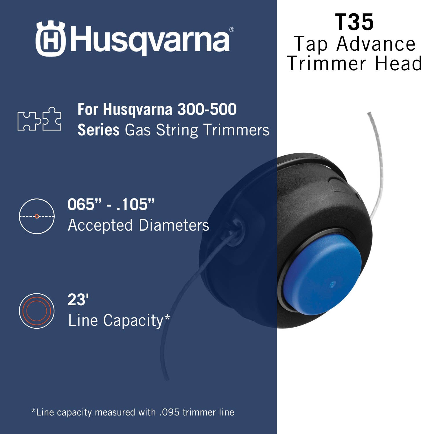 slide 2 of 6, Husqvarna Universal Fit 0.095-in Plastic Line String Trimmer Replacement Head, 1 ct