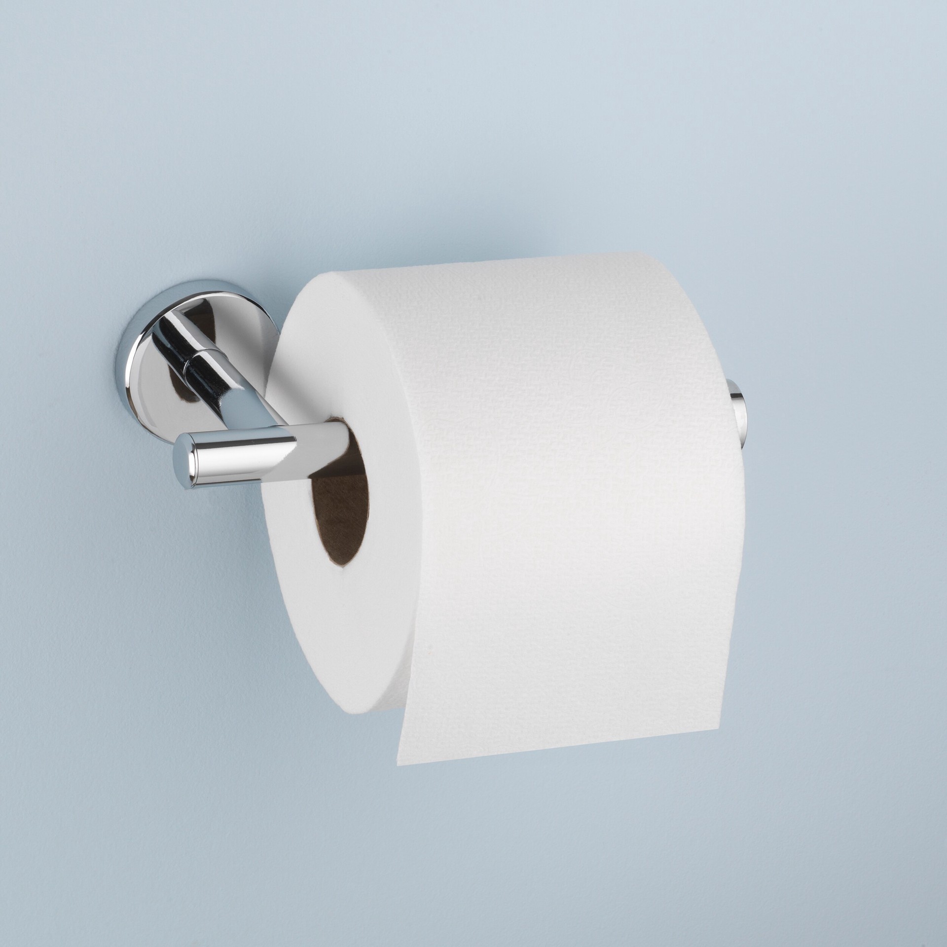 slide 6 of 6, allen + roth Harlow Polished Chrome Wall mount Single post Toilet Paper Holder 1 -Rolls, 1 ct