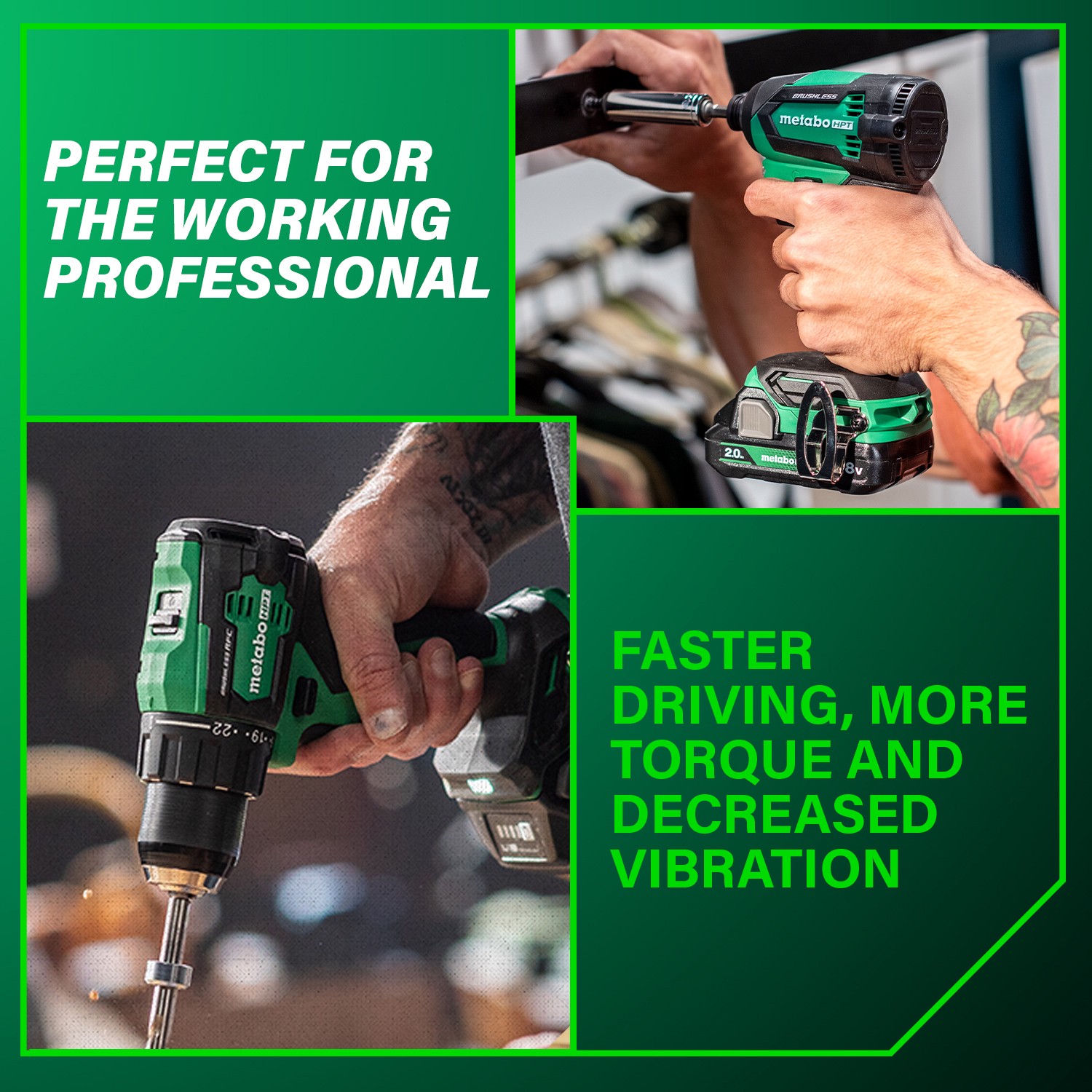 slide 2 of 6, Metabo HPT MultiVolt 18-volt 2-Tool Brushless Power Tool Combo Kit with Soft Case (2-Batteries Included and Charger Included), 1 ct