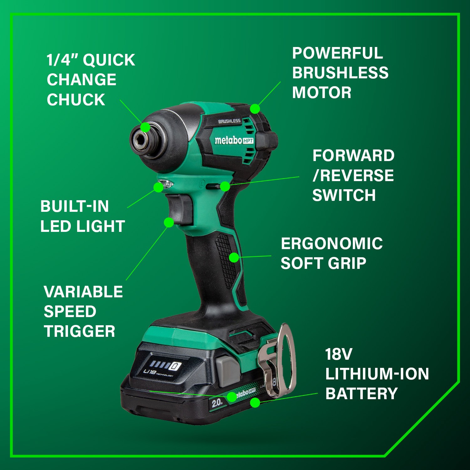 slide 3 of 6, Metabo HPT MultiVolt 18-volt 2-Tool Brushless Power Tool Combo Kit with Soft Case (2-Batteries Included and Charger Included), 1 ct