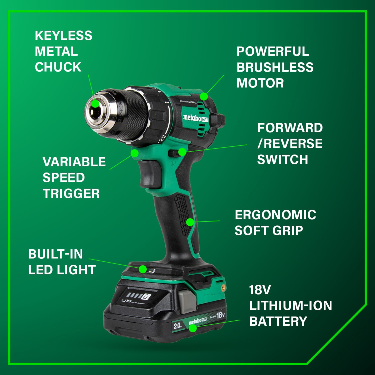 slide 4 of 6, Metabo HPT MultiVolt 18-volt 2-Tool Brushless Power Tool Combo Kit with Soft Case (2-Batteries Included and Charger Included), 1 ct