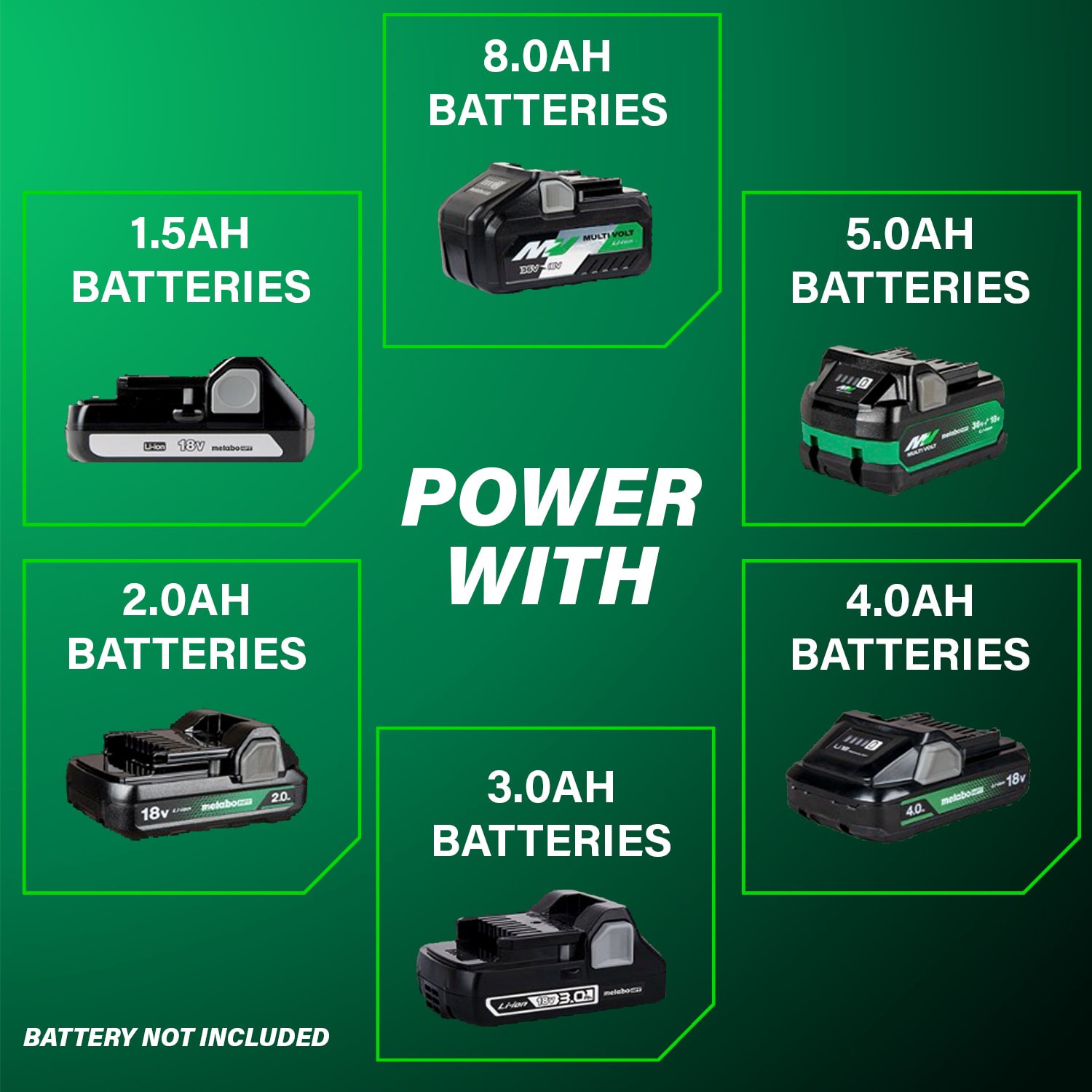 slide 6 of 6, Metabo HPT MultiVolt 18-volt 2-Tool Brushless Power Tool Combo Kit with Soft Case (2-Batteries Included and Charger Included), 1 ct