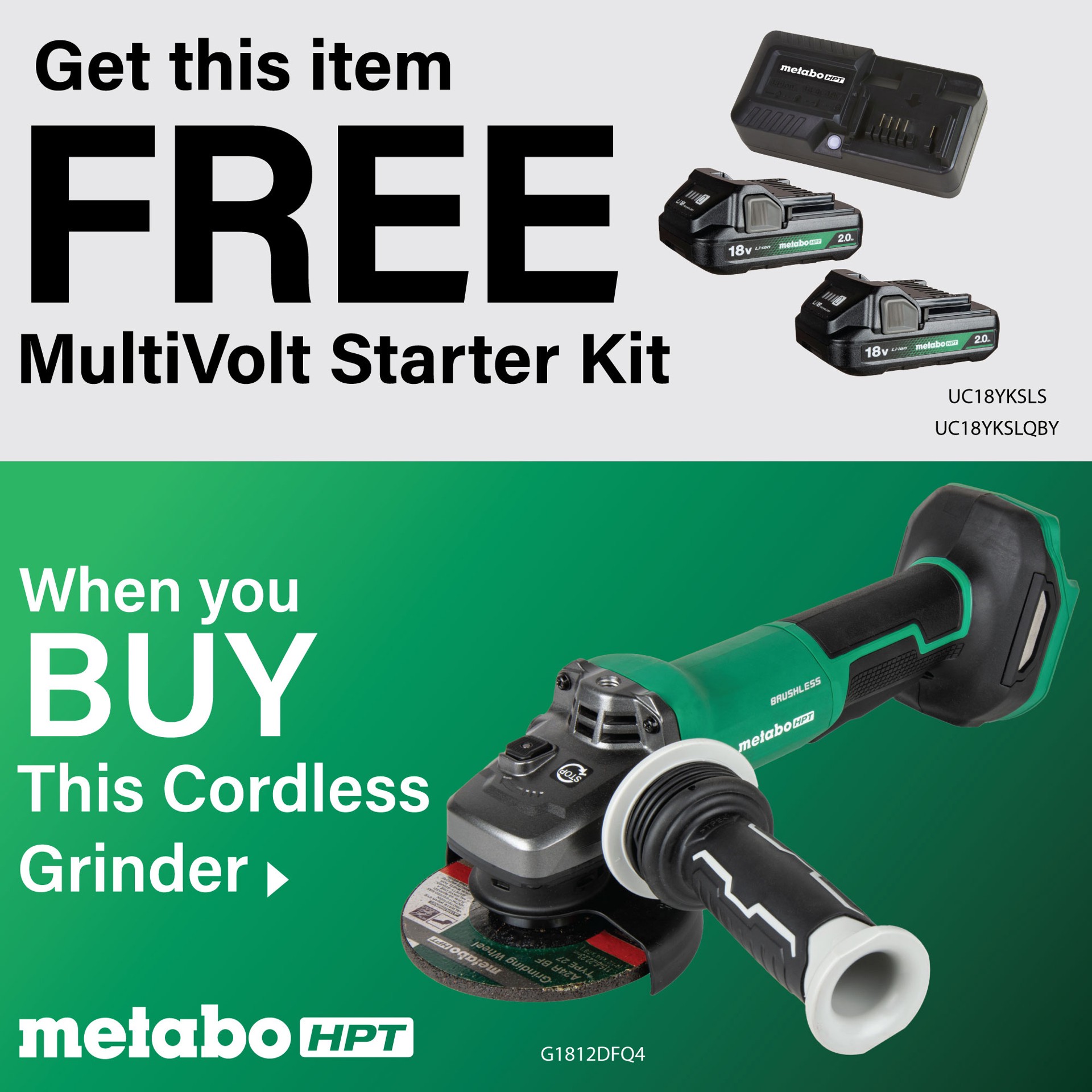 slide 2 of 6, Metabo HPT MultiVolt 4.5-in 18-volt Paddle Switch Brushless Cordless Angle grinder, 1 ct