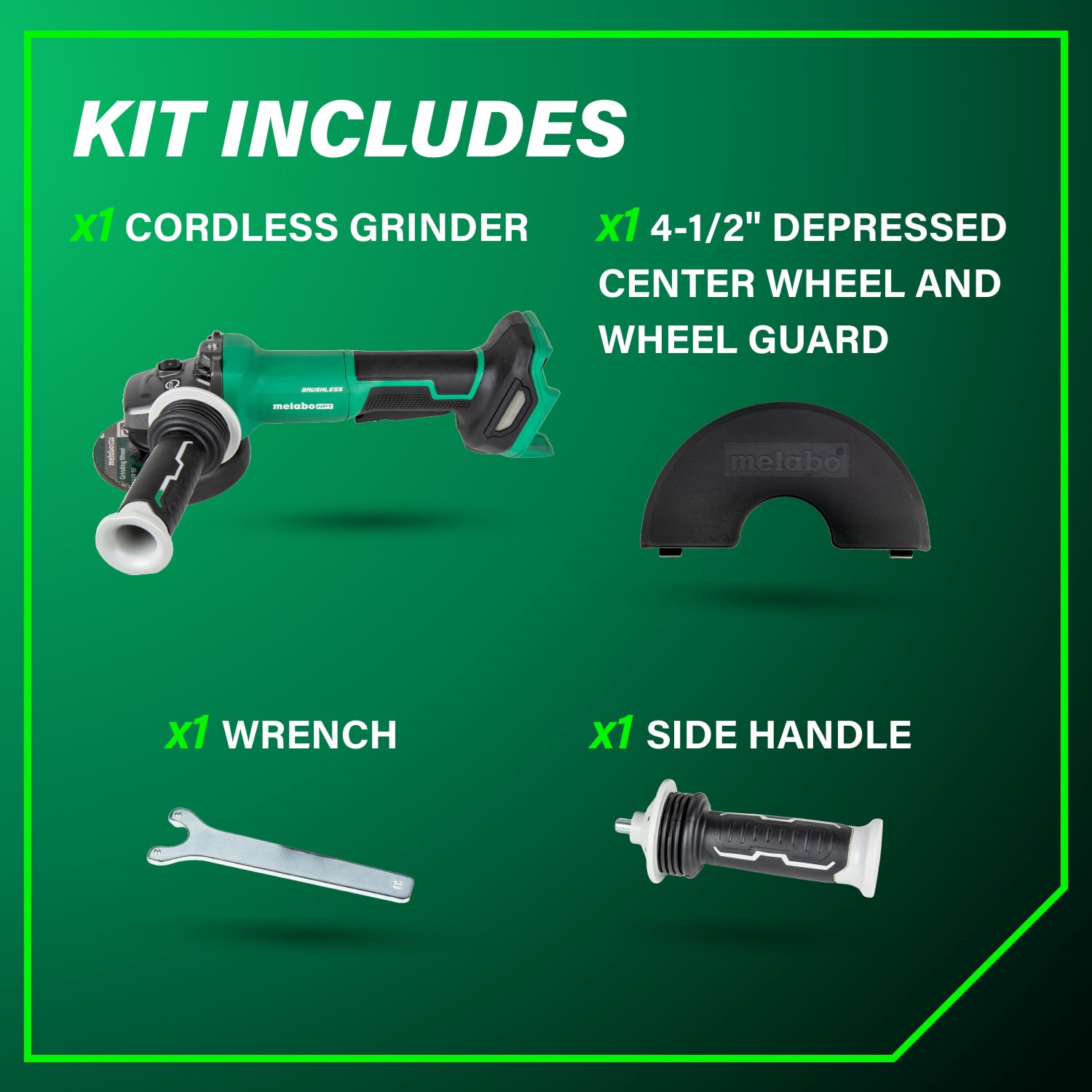 slide 5 of 6, Metabo HPT MultiVolt 4.5-in 18-volt Paddle Switch Brushless Cordless Angle grinder, 1 ct