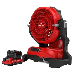 CRAFTSMAN 7.5-in Outdoor Misting Personal Fan, Battery Powered, in Red