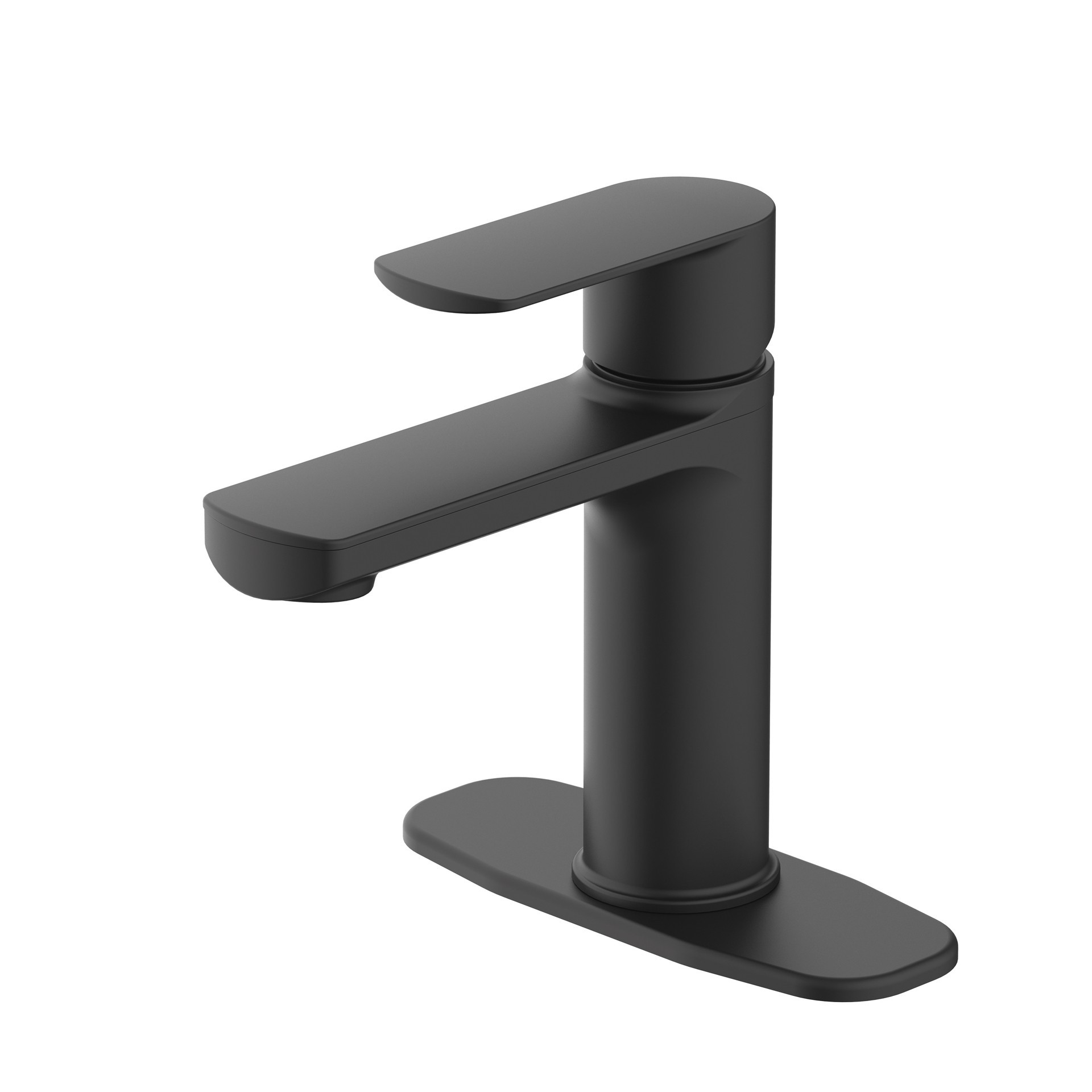 slide 3 of 6, allen + roth Candace Matte Black Single hole 1-handle WaterSense Mid-arc Residential Handle Bathroom Sink Faucet with Drain with Deck Plate, 1 ct