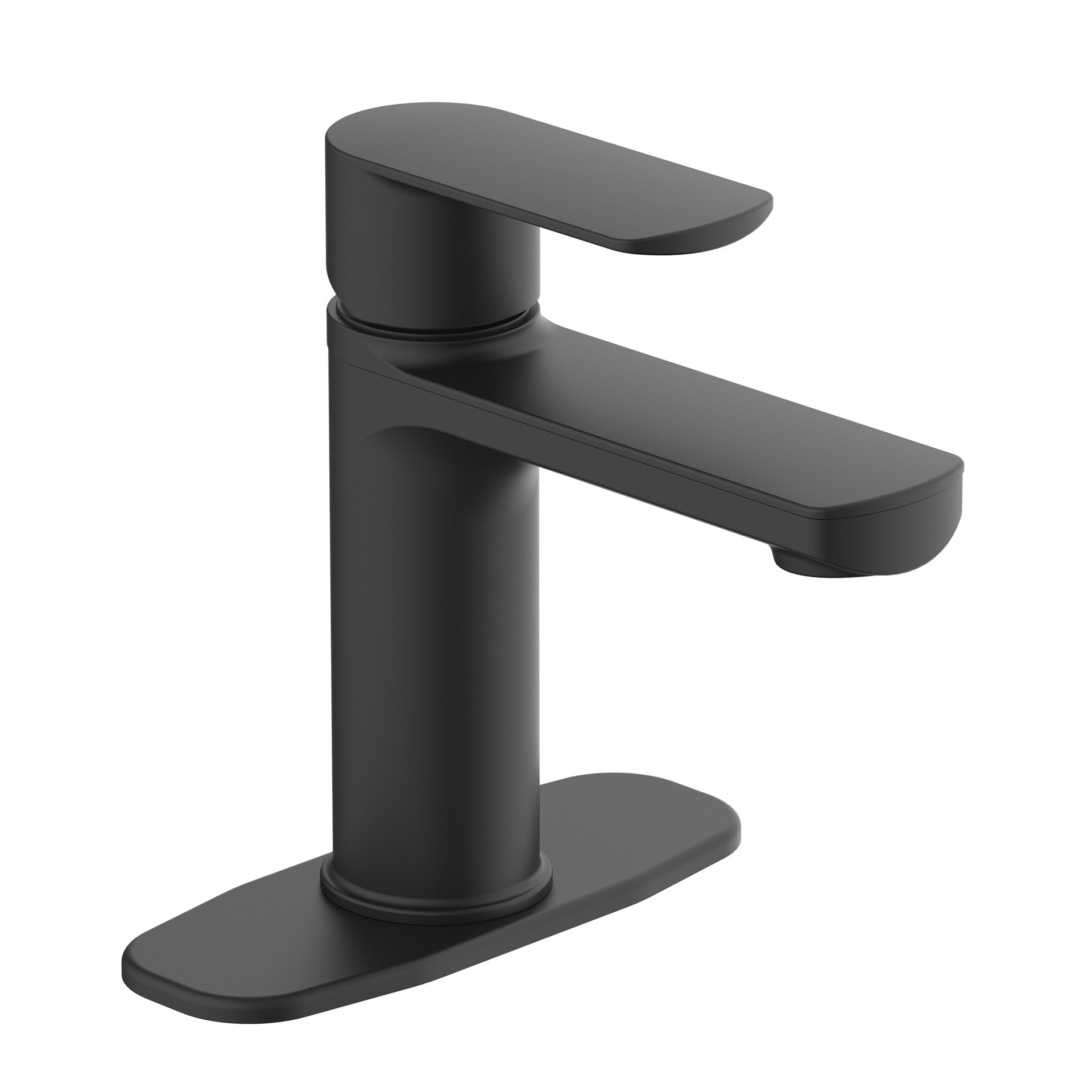 slide 2 of 6, allen + roth Candace Matte Black Single hole 1-handle WaterSense Mid-arc Residential Handle Bathroom Sink Faucet with Drain with Deck Plate, 1 ct