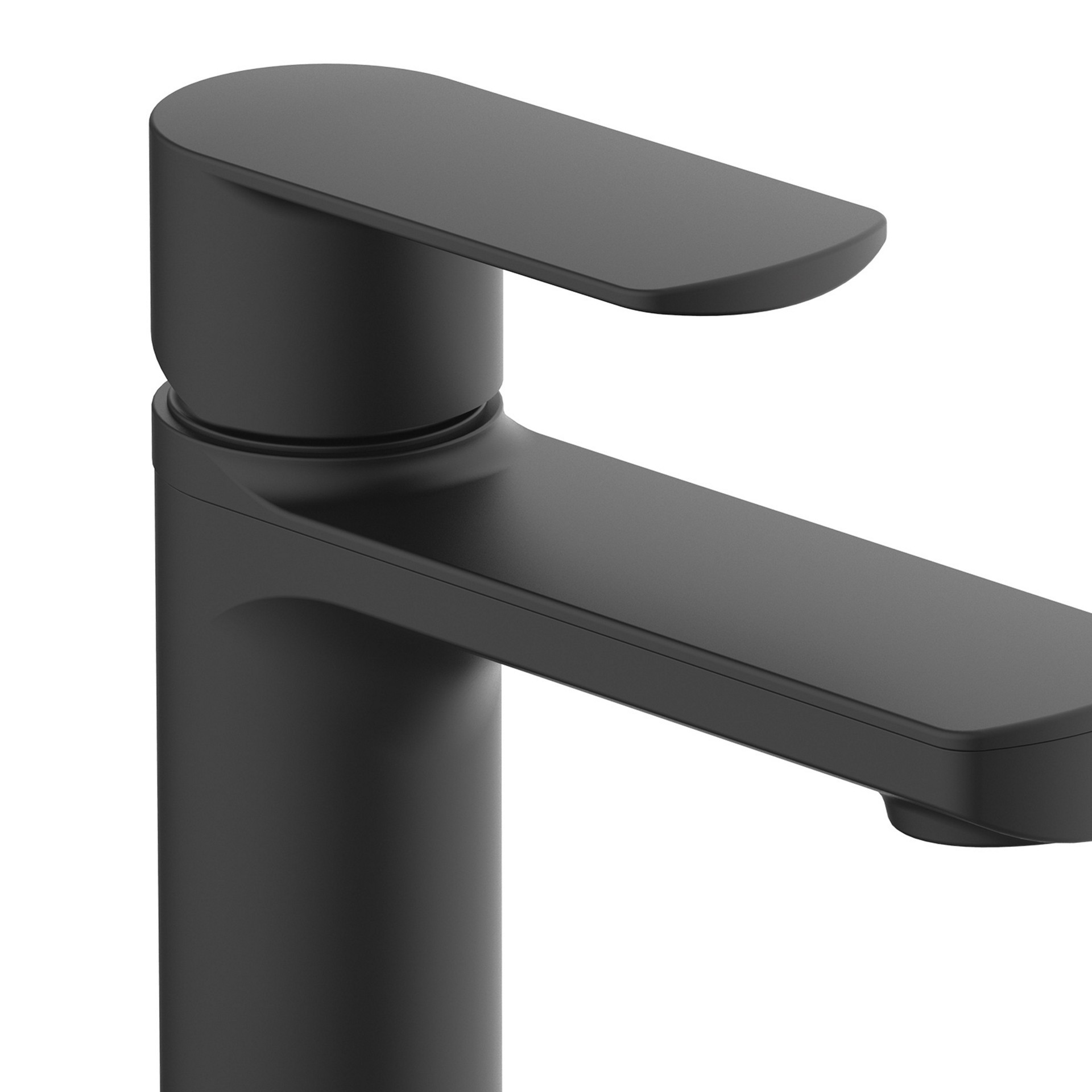 slide 5 of 6, allen + roth Candace Matte Black Single hole 1-handle WaterSense Mid-arc Residential Handle Bathroom Sink Faucet with Drain with Deck Plate, 1 ct