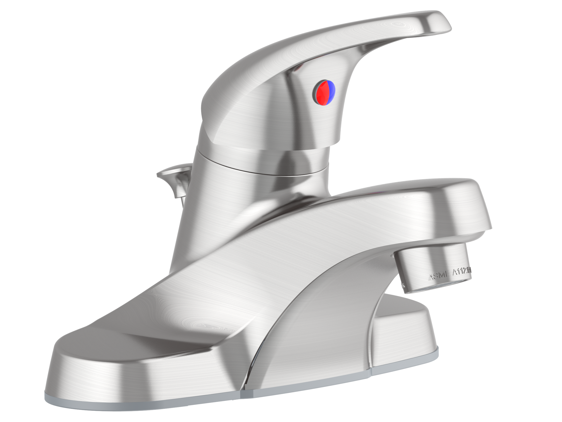 slide 4 of 6, Project Source Webber Brushed nickel 4-in centerset 1-handle WaterSense Low-arc Residential Handle Bathroom Sink Faucet with Drain with Deck Plate, 1 ct