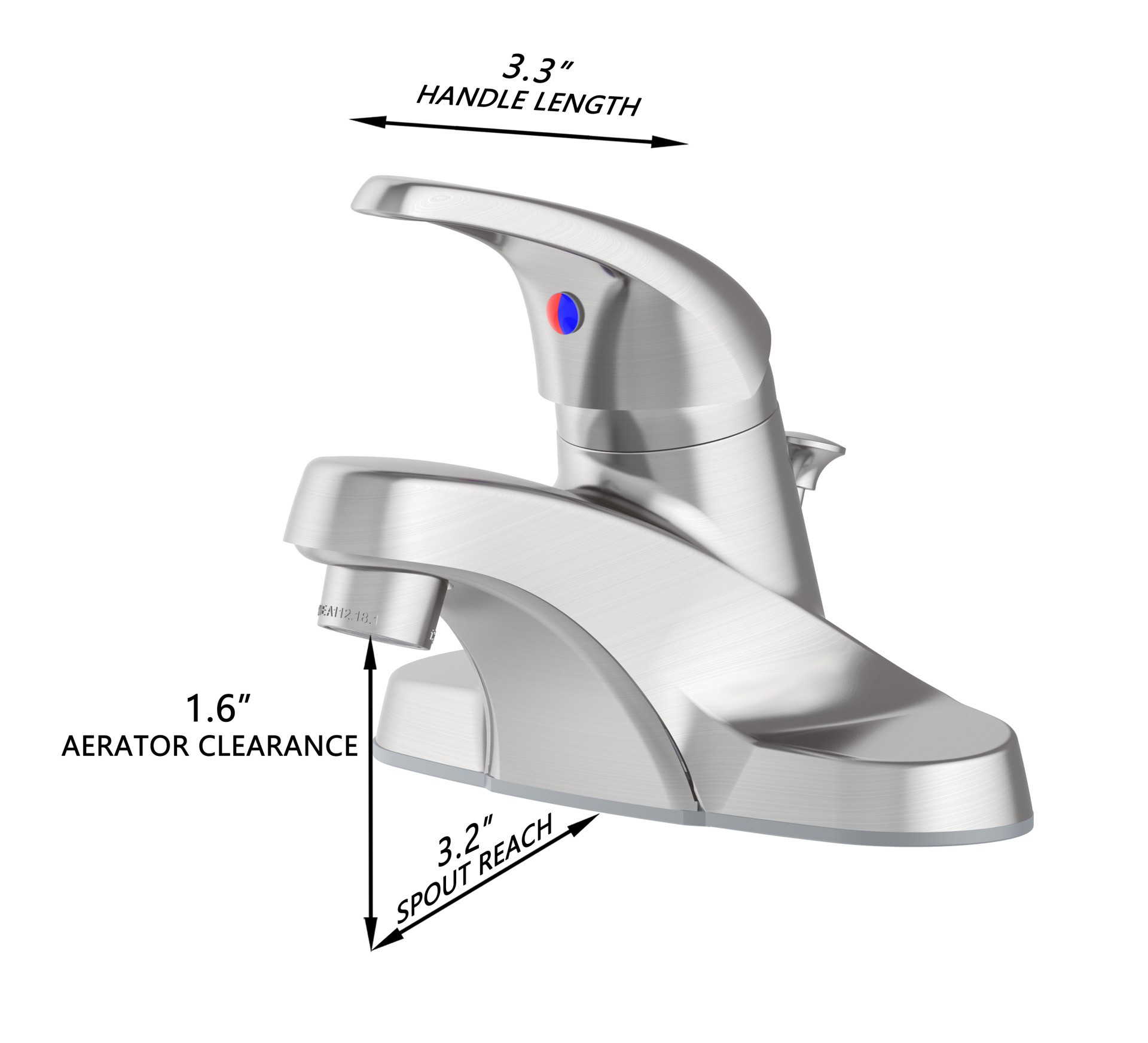 slide 6 of 6, Project Source Webber Brushed nickel 4-in centerset 1-handle WaterSense Low-arc Residential Handle Bathroom Sink Faucet with Drain with Deck Plate, 1 ct