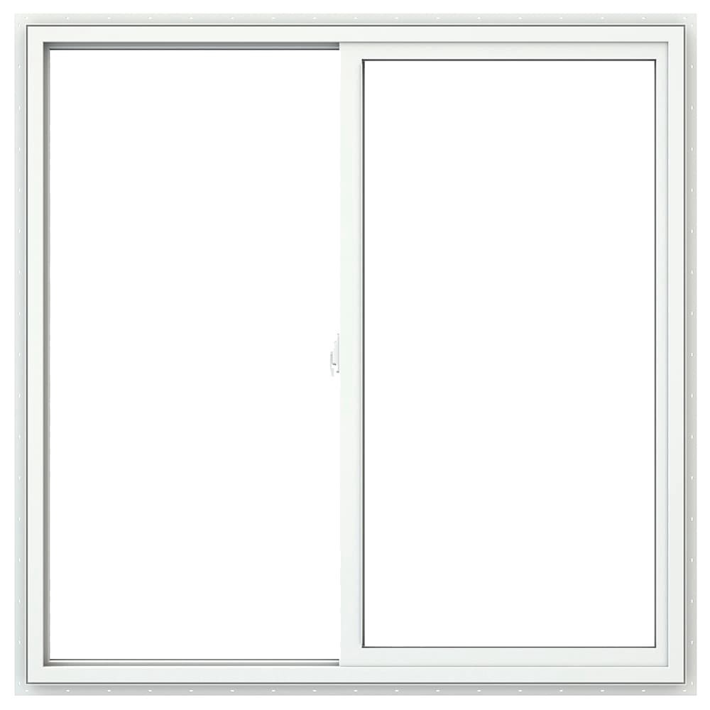 slide 3 of 6, JELD-WEN V-2500 47-1/2-in x 47-1/2-in Black Exterior White Interior Left-Handed Vinyl Sliding Window Annealed Glass (Full Screen Included), 1 ct