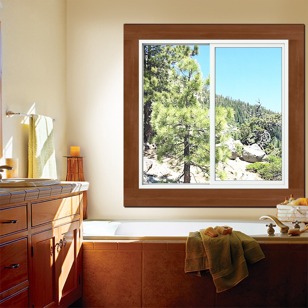 slide 5 of 6, JELD-WEN V-2500 47-1/2-in x 47-1/2-in Black Exterior White Interior Left-Handed Vinyl Sliding Window Annealed Glass (Full Screen Included), 1 ct