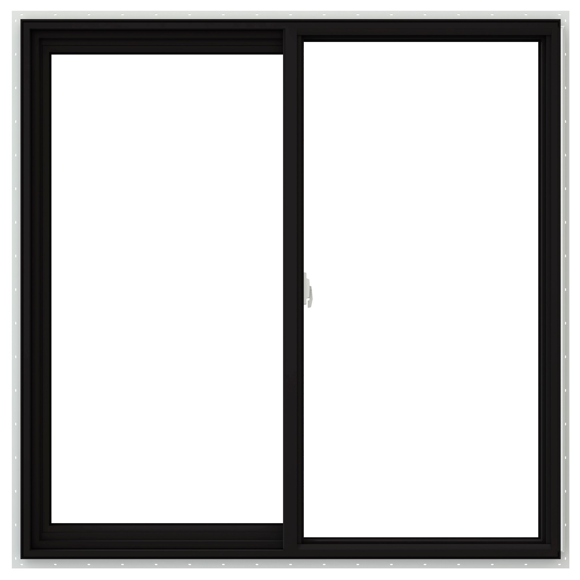 slide 1 of 6, JELD-WEN V-2500 47-1/2-in x 47-1/2-in Black Exterior White Interior Left-Handed Vinyl Sliding Window Annealed Glass (Full Screen Included), 1 ct