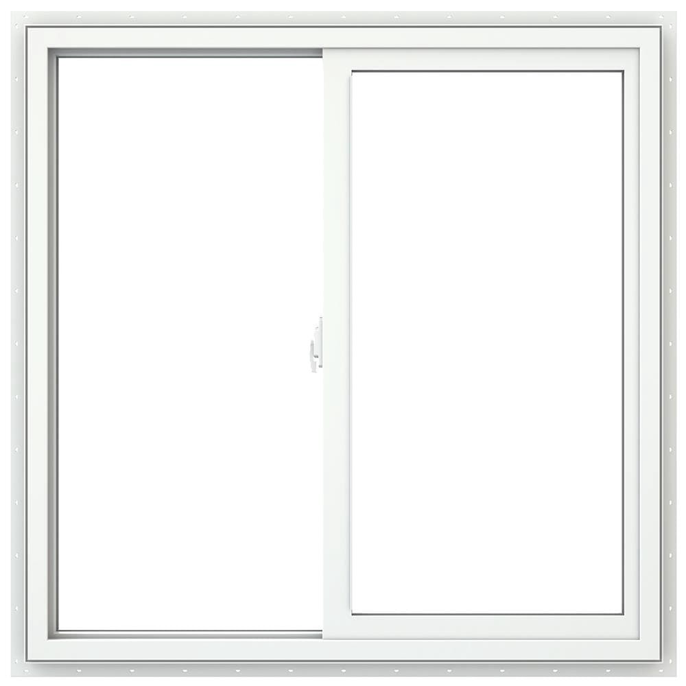 slide 3 of 6, JELD-WEN V-2500 Black Exterior White Interior Left-Handed Vinyl Sliding Window Annealed Glass (Full Screen Included), 1 ct