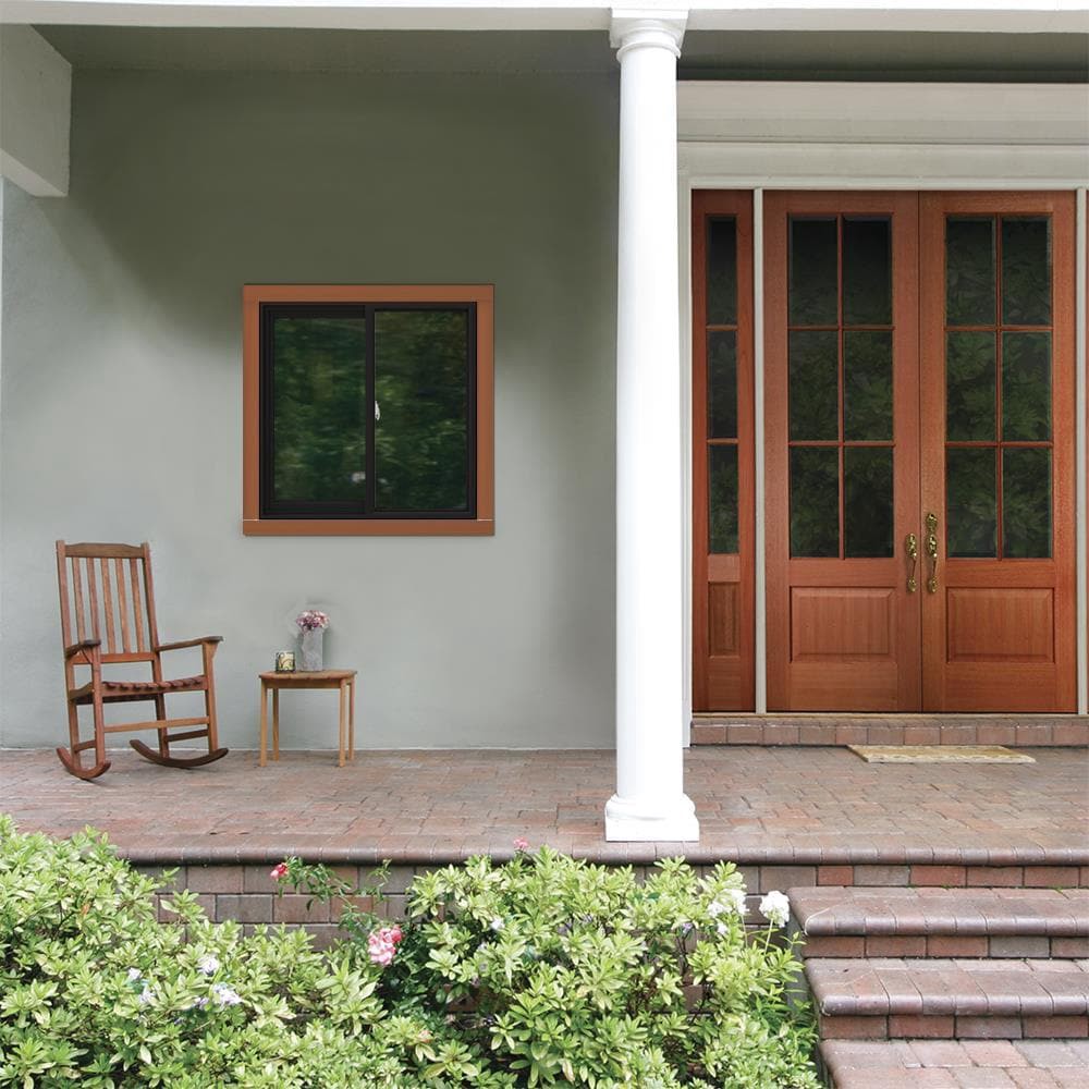 slide 4 of 6, JELD-WEN V-2500 Black Exterior White Interior Left-Handed Vinyl Sliding Window Annealed Glass (Full Screen Included), 1 ct