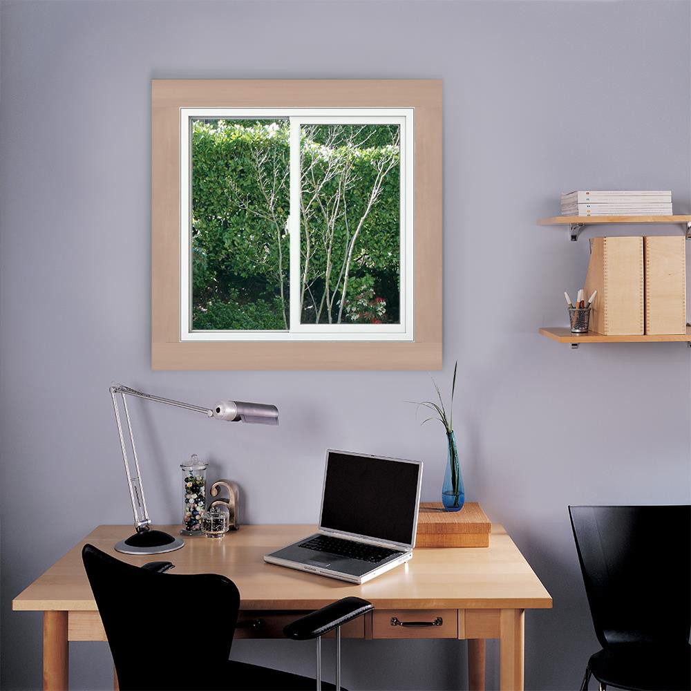 slide 5 of 6, JELD-WEN V-2500 Black Exterior White Interior Left-Handed Vinyl Sliding Window Annealed Glass (Full Screen Included), 1 ct