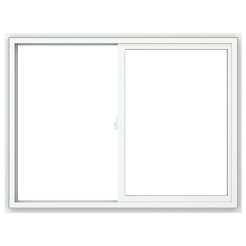 slide 3 of 6, JELD-WEN V-2500 47-1/2-in x 35-1/2-in Black Exterior White Interior Left-Handed Vinyl Sliding Window Annealed Glass (Full Screen Included), 1 ct