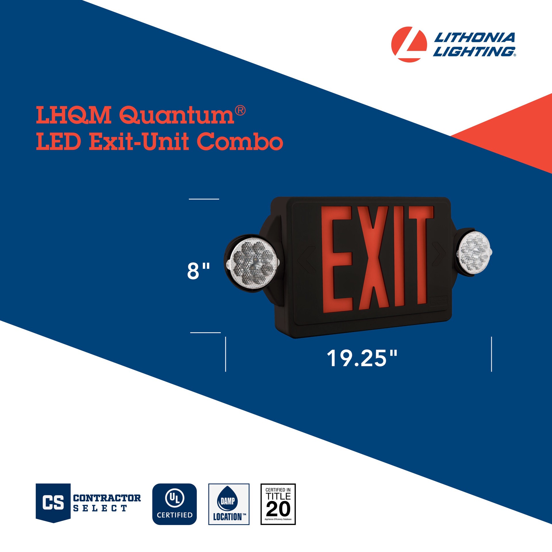 slide 4 of 6, Lithonia Lighting LHQM 5 -Watt 120/277 -Volt LED Black Hardwired Exit Light with Red Lights, 1 ct