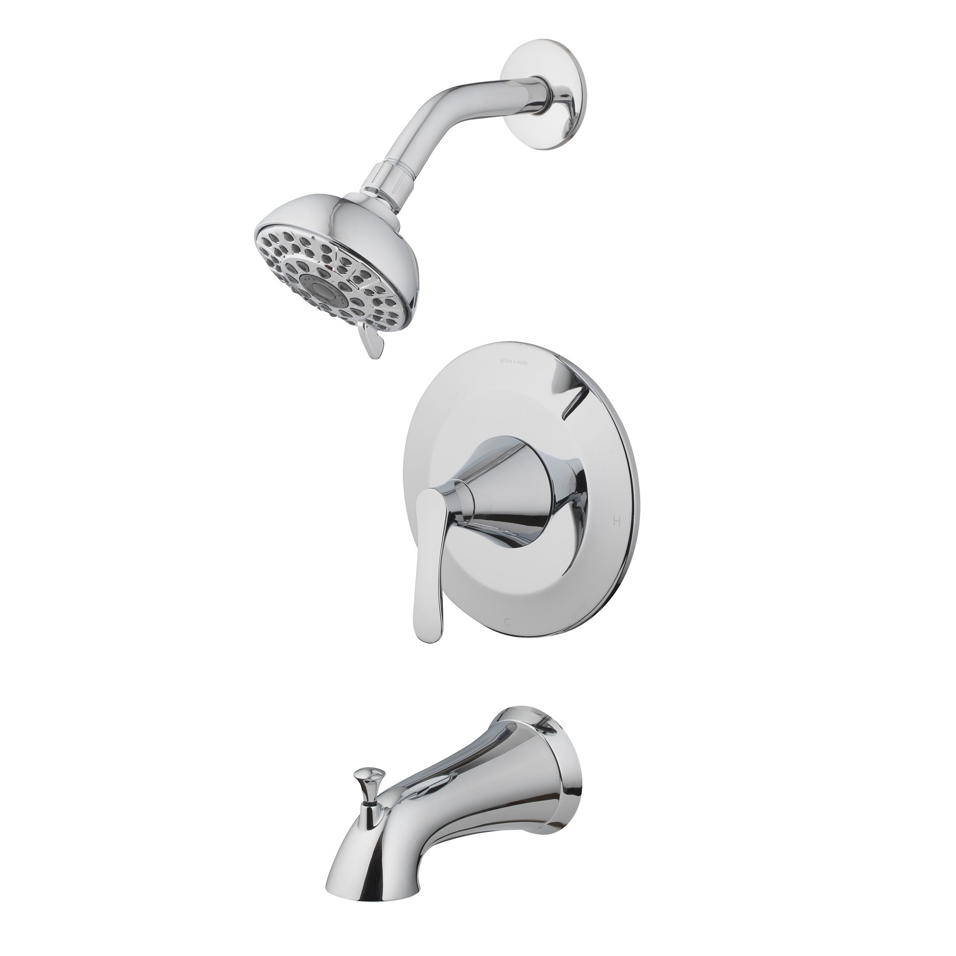 slide 1 of 6, allen + roth Brookes Chrome 1-handle 3.75-in Round Bathtub and shower Faucet with Valve (Multi-function), 1 ct