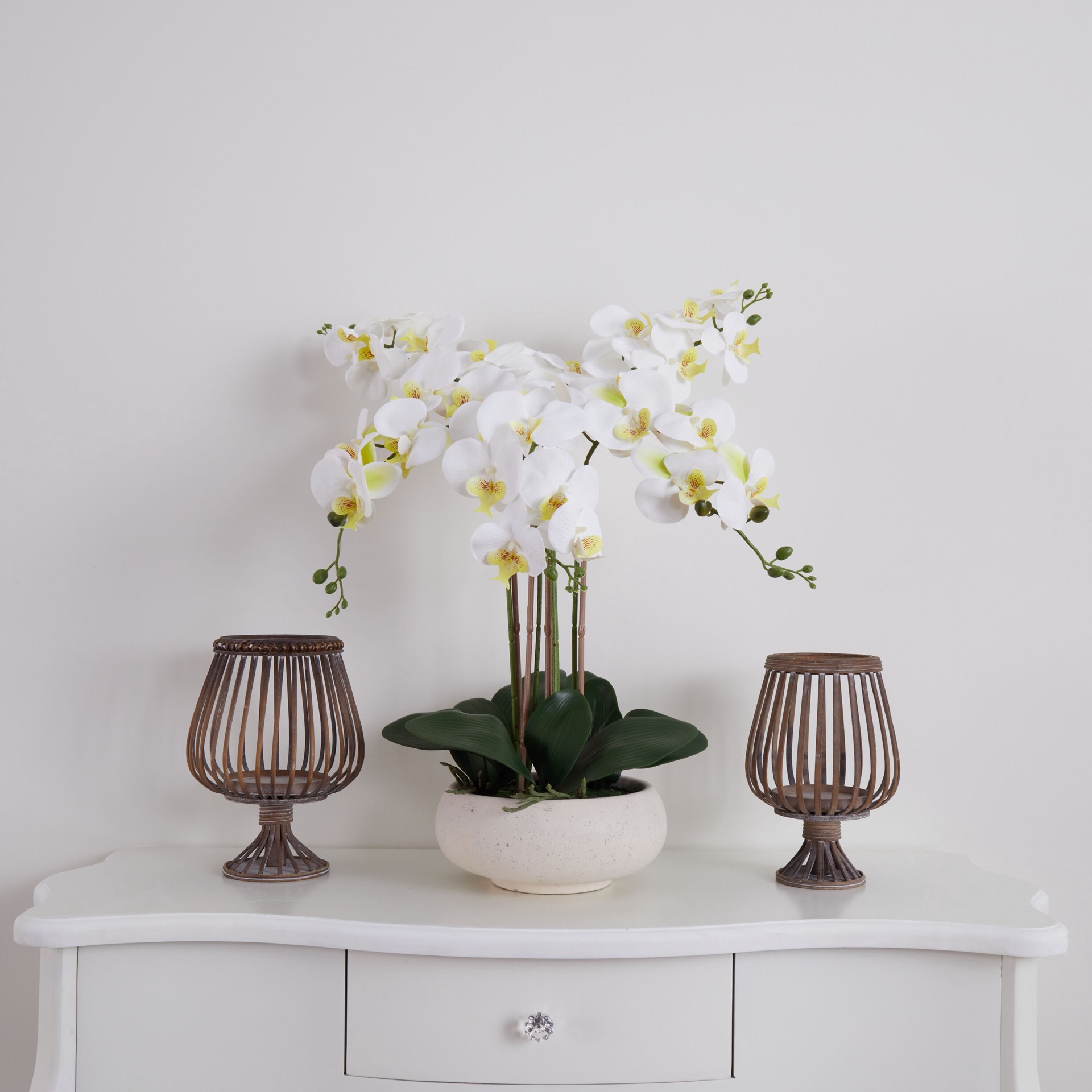 slide 3 of 6, allen + roth 23-in White Indoor Desktop Orchid Artificial flower, 1 ct