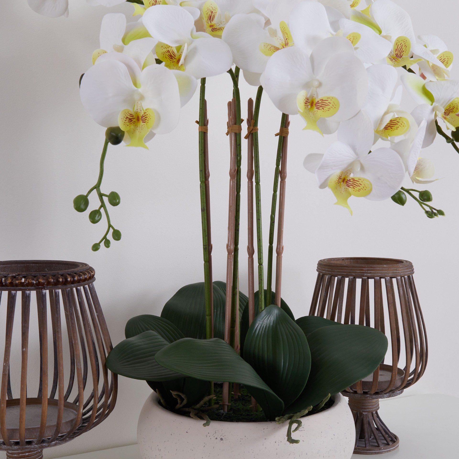 slide 4 of 6, allen + roth 23-in White Indoor Desktop Orchid Artificial flower, 1 ct