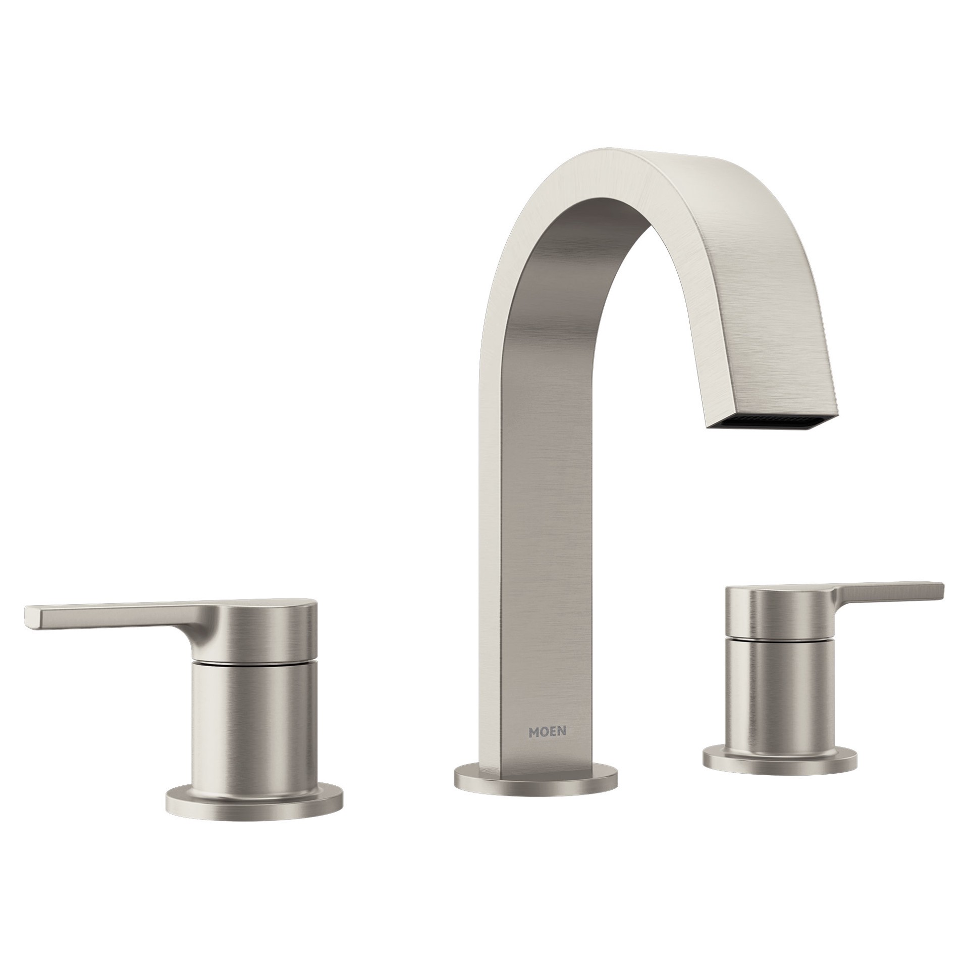 slide 1 of 6, Moen Avri Spot Resist Brushed Nickel Widespread 2-handle WaterSense High-arc Commercial/Residential Handle Bathroom Sink Faucet with Drain, 1 ct