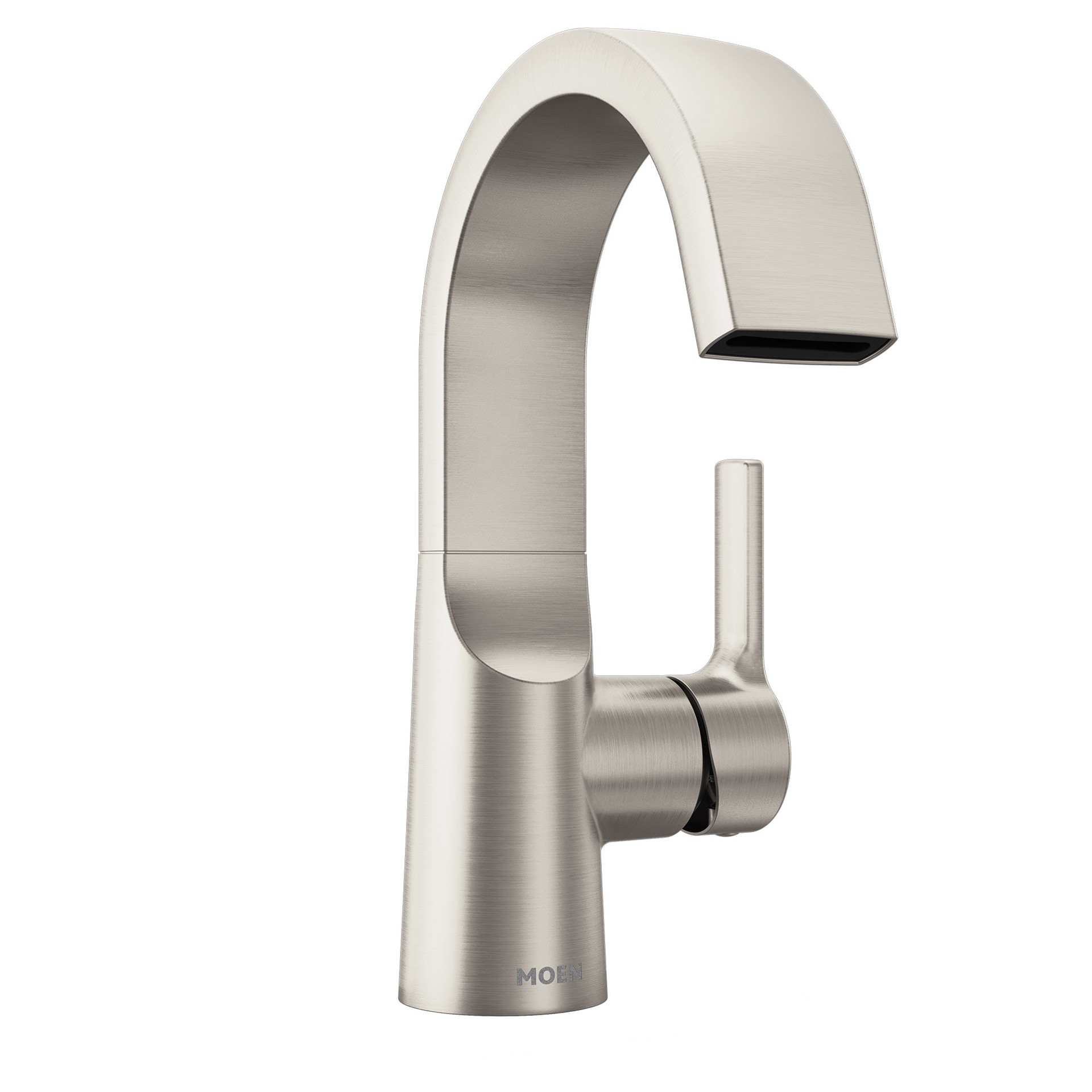 slide 1 of 6, Moen Avri Spot Resist Brushed Nickel Single hole 1-handle WaterSense High-arc Commercial/Residential Handle Bathroom Sink Faucet with Drain with Deck Plate, 1 ct