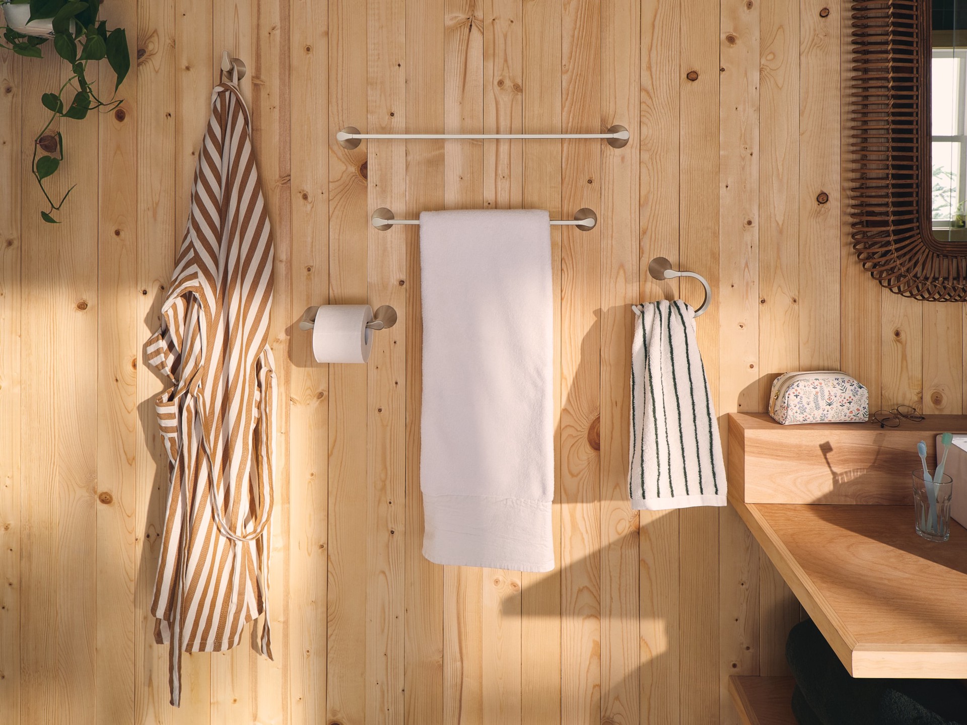 slide 3 of 6, Moen Graeden 24-in Brushed Nickel Wall mount Single Towel Bar, 1 ct