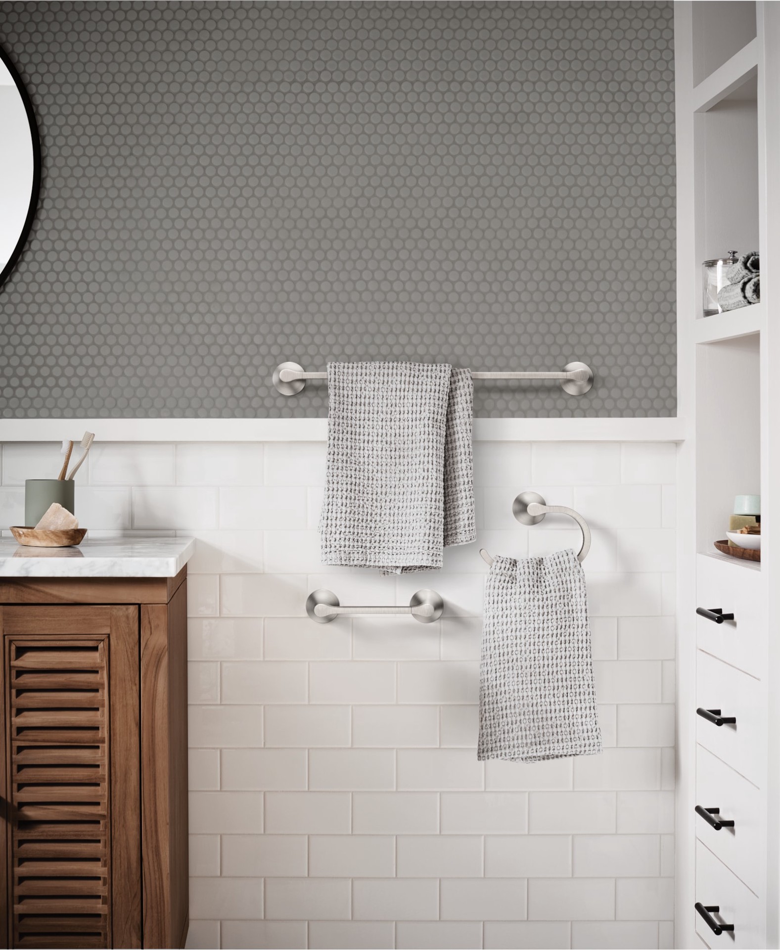 slide 3 of 6, Moen Graeden Brushed Nickel Wall mount Pivot Toilet Paper Holder 1 -Rolls, 1 ct