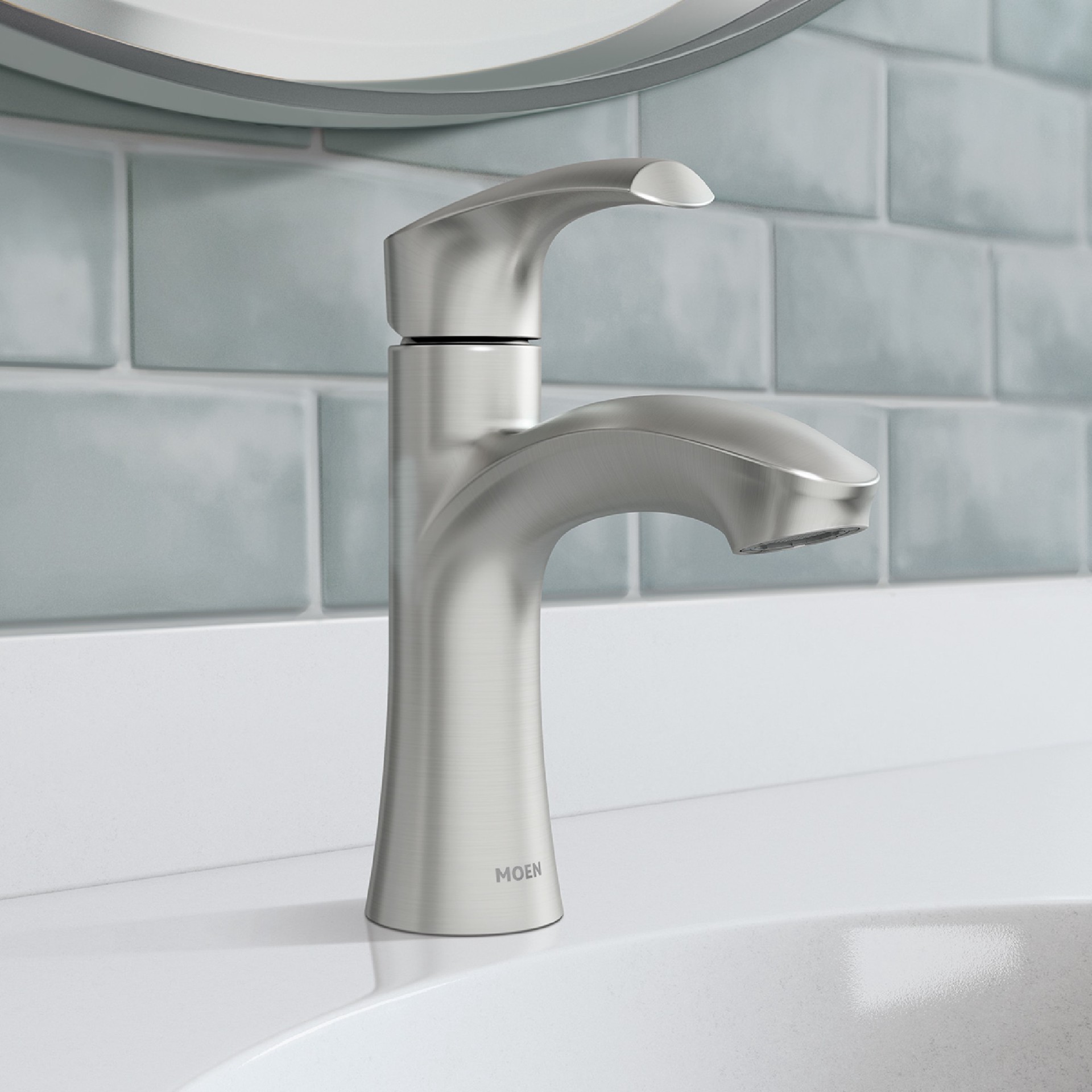 slide 1 of 6, Moen Graeden Spot Resist Brushed Nickel Single hole 1-handle WaterSense High-arc Commercial/Residential Handle Bathroom Sink Faucet with Drain with Deck Plate, 1 ct