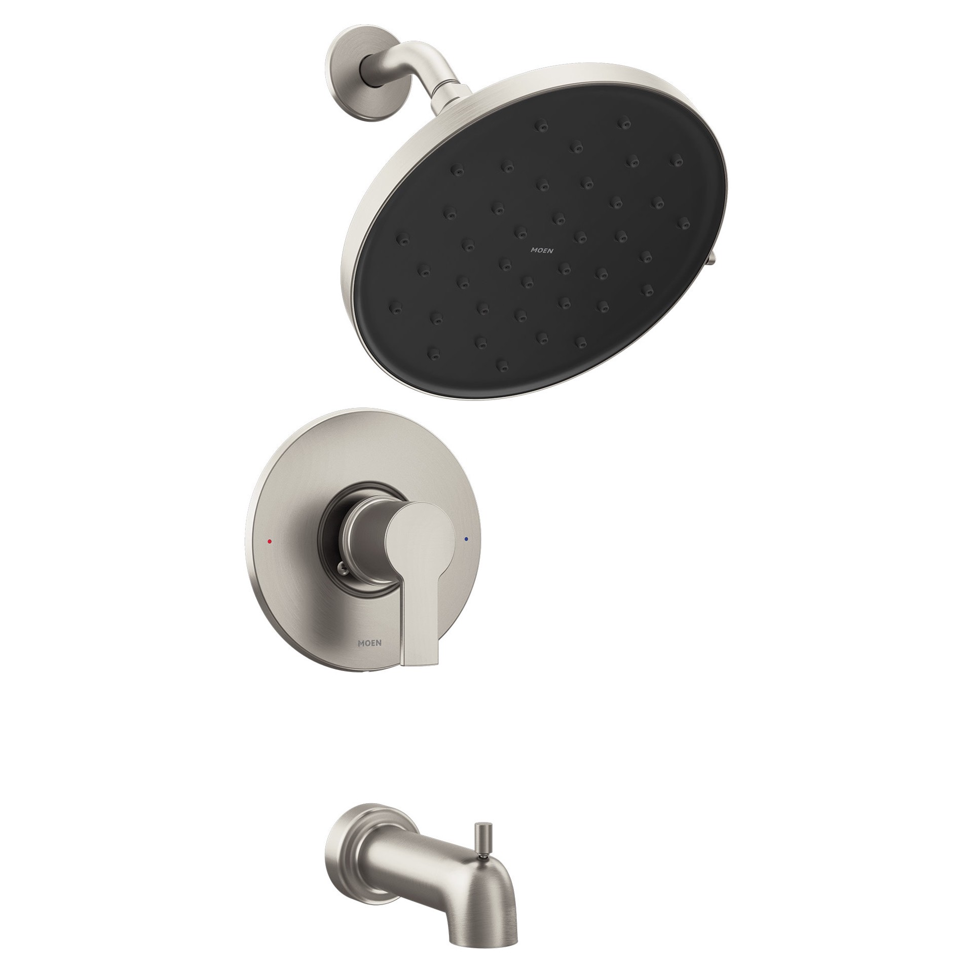 slide 1 of 6, Moen Avri Magnetix Spot Resist Brushed Nickel 1-handle 9-in Round Bathtub and shower Faucet with Valve (Single Function), 1 ct