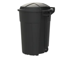 Project Source 32 Gallon Black Plastic Wheeled Indoor/Outdoor Detached Lid Trash Can