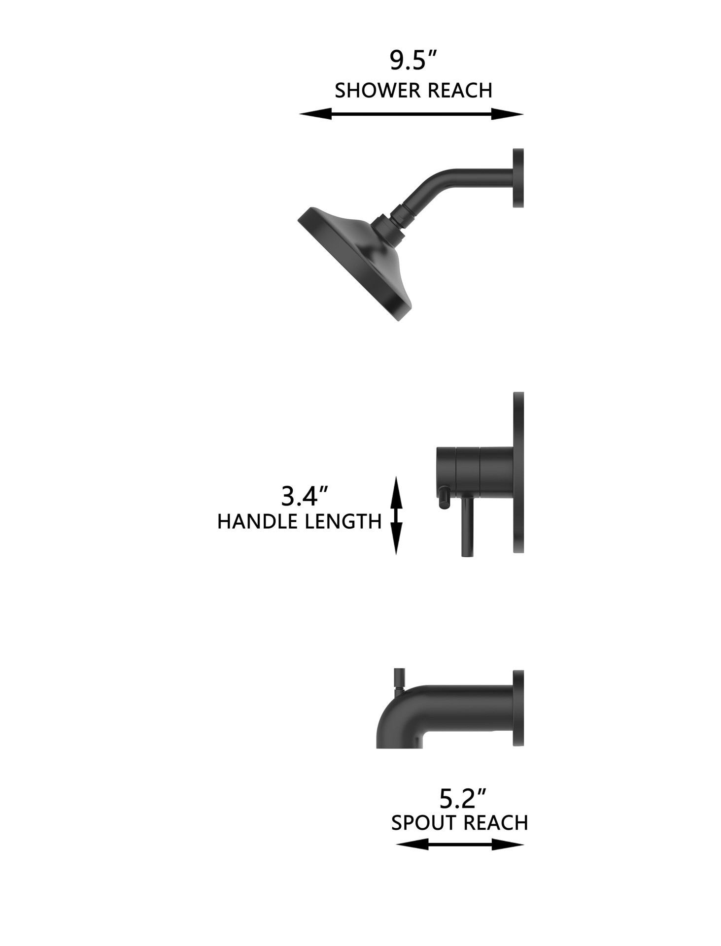 slide 6 of 6, allen + roth Harlow Matte Black 2-handle 6-in Round Bathtub and shower Faucet with Valve (Single Function), 1 ct