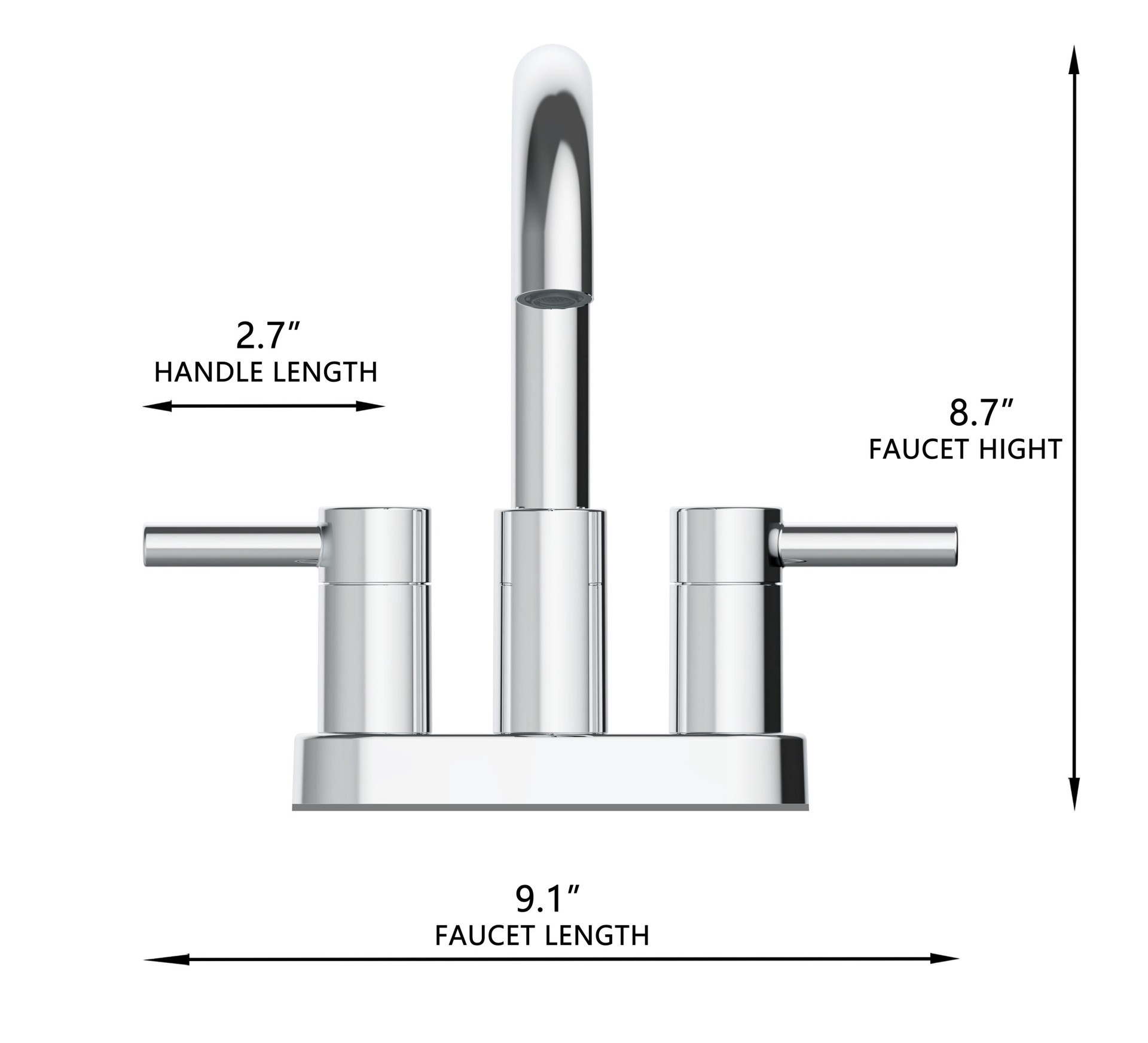 slide 6 of 6, allen + roth Harlow Polished Chrome 4-in centerset 2-handle WaterSense Low-arc Residential Handle Bathroom Sink Faucet with Drain with Deck Plate, 1 ct