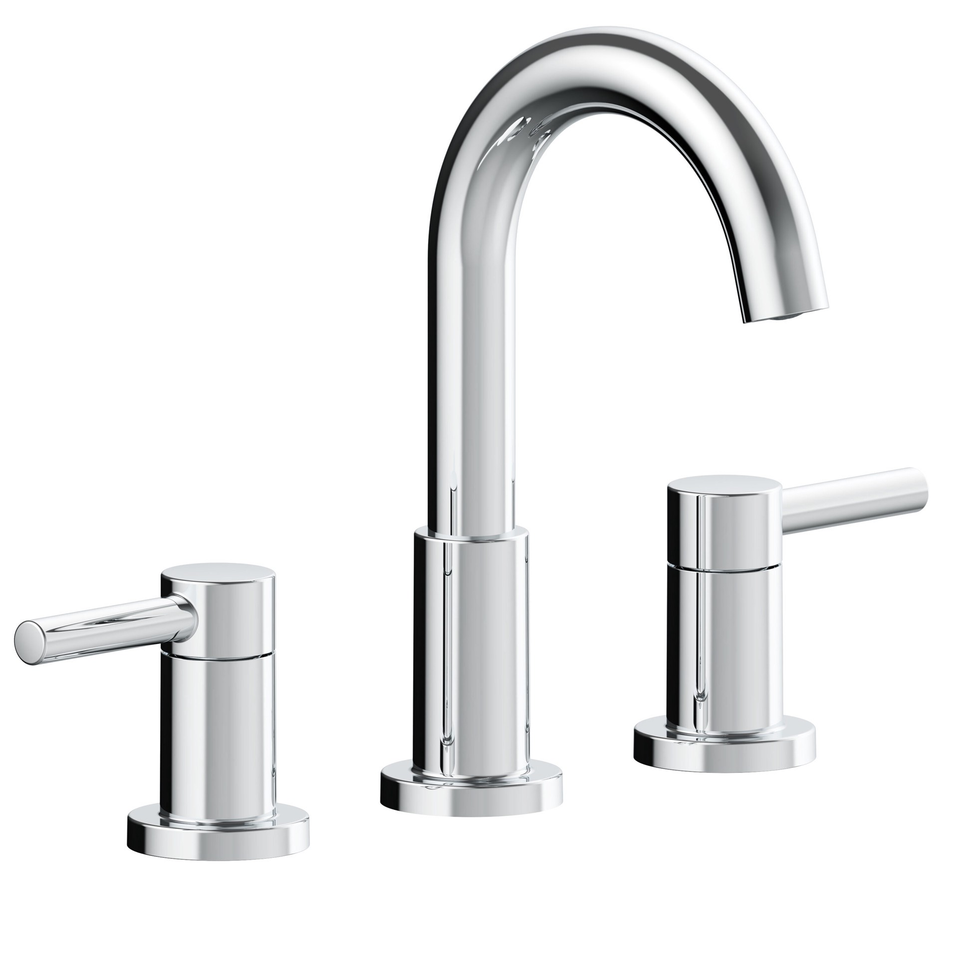 slide 3 of 6, allen + roth Harlow Polished Chrome Widespread 2-handle WaterSense Mid-arc Residential Handle Bathroom Sink Faucet with Drain with Deck Plate, 1 ct