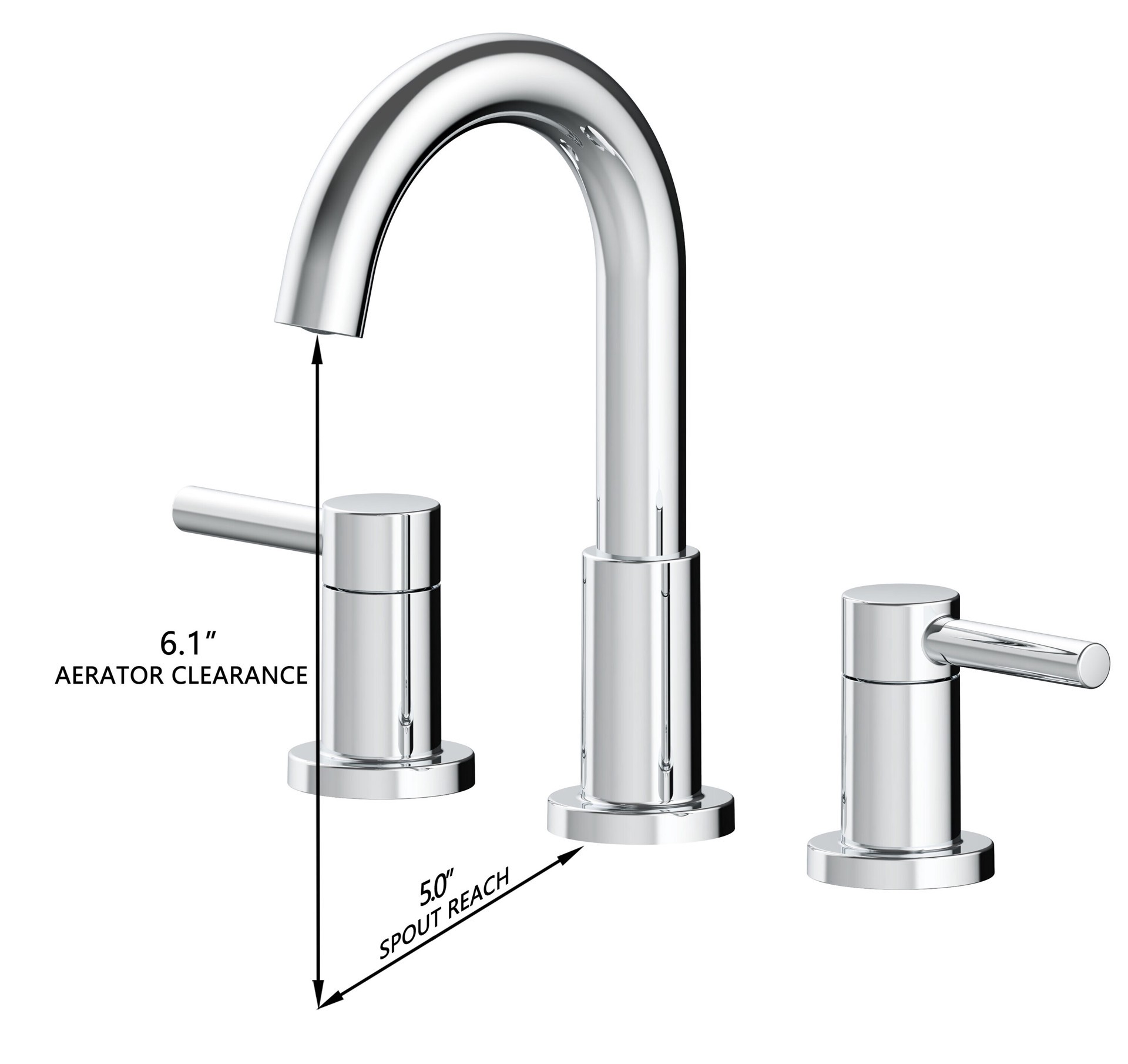 slide 5 of 6, allen + roth Harlow Polished Chrome Widespread 2-handle WaterSense Mid-arc Residential Handle Bathroom Sink Faucet with Drain with Deck Plate, 1 ct