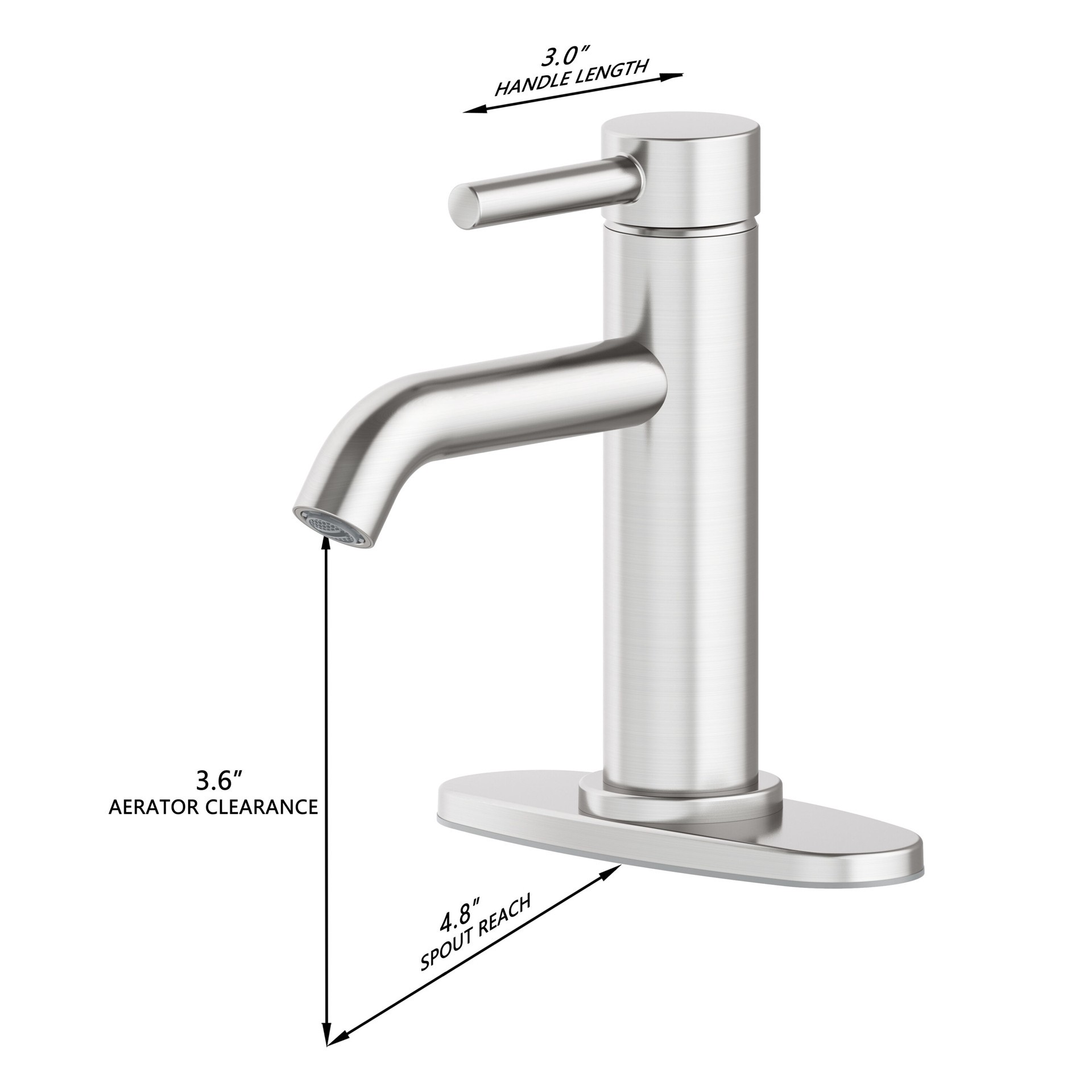 slide 4 of 6, allen + roth Harlow Brushed Nickel Single hole 1-handle WaterSense Mid-arc Residential Handle Bathroom Sink Faucet with Drain with Deck Plate, 1 ct